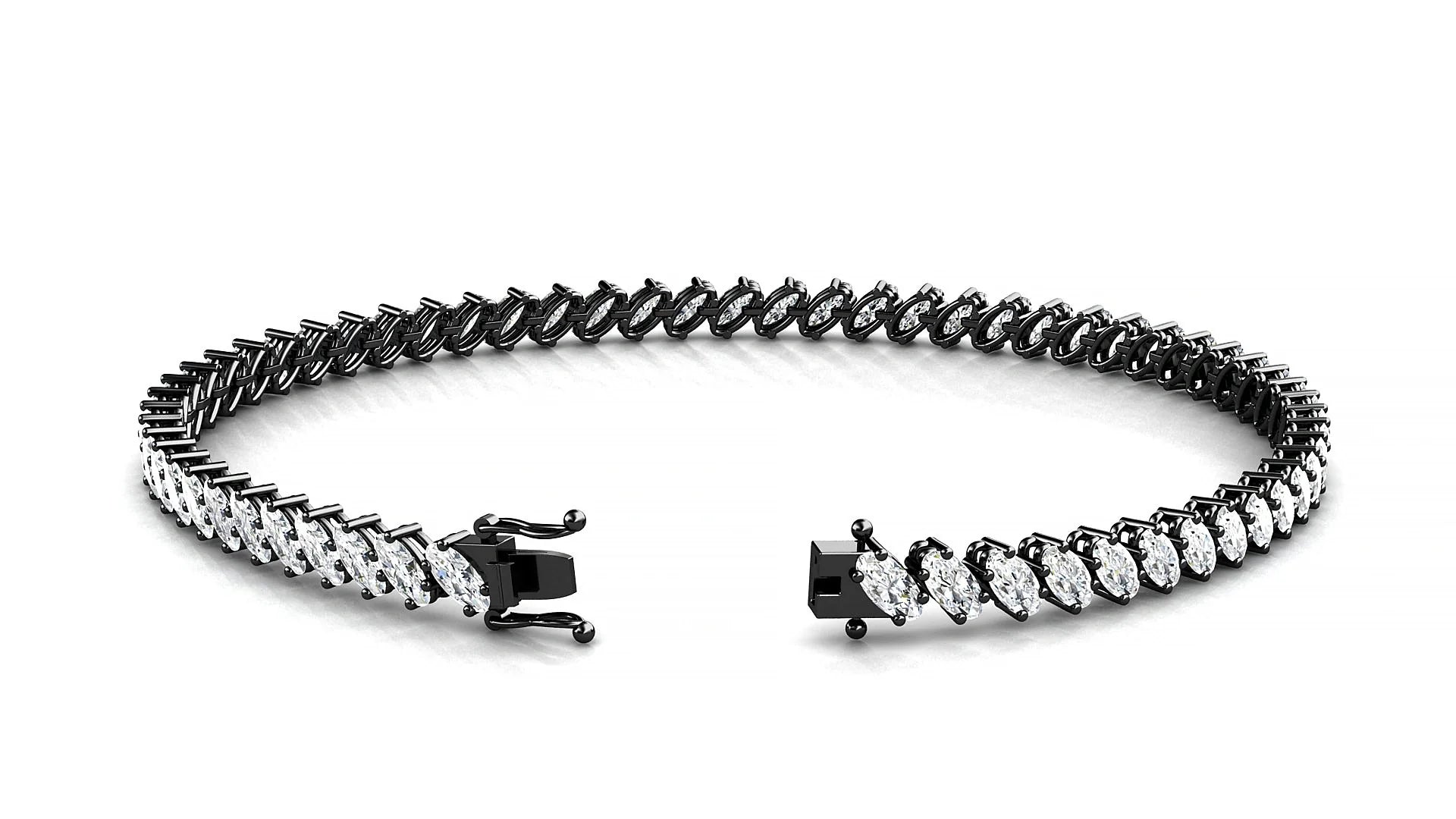 Nîmes | 18k Black Gold 4 x 2 mm Oval Lab-Grown Diamond 18 cm Tennis Bracelet