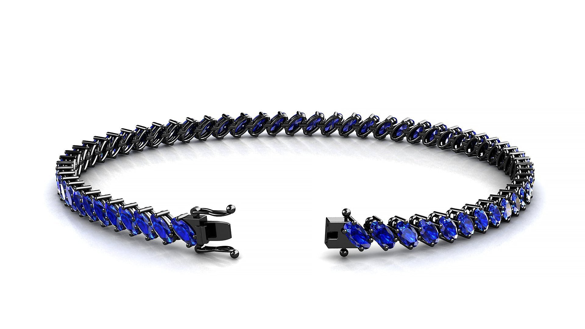 Nîmes | 18k Black Gold 4 x 2 mm Oval Natural Sapphire Tennis Bracelet