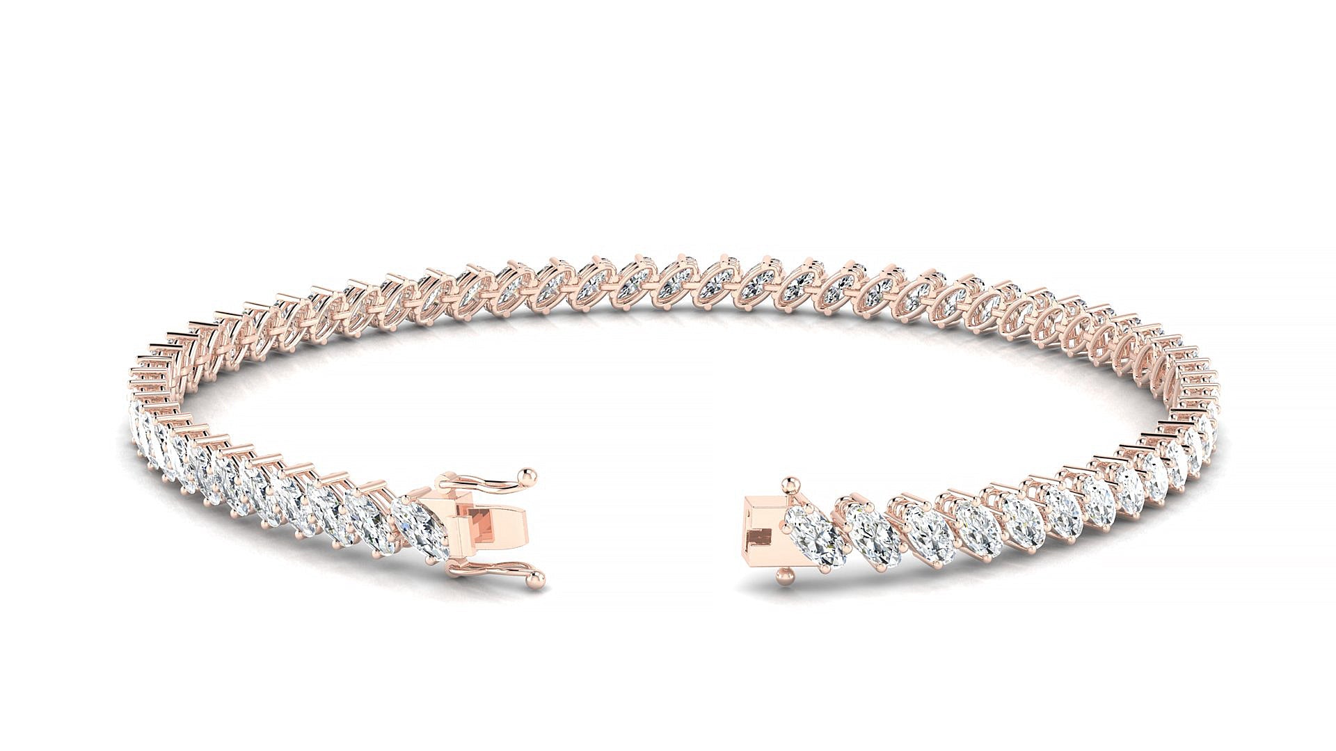 Nîmes | 18k Rose Gold 4 x 2 mm Oval Natural Diamond Tennis Bracelet