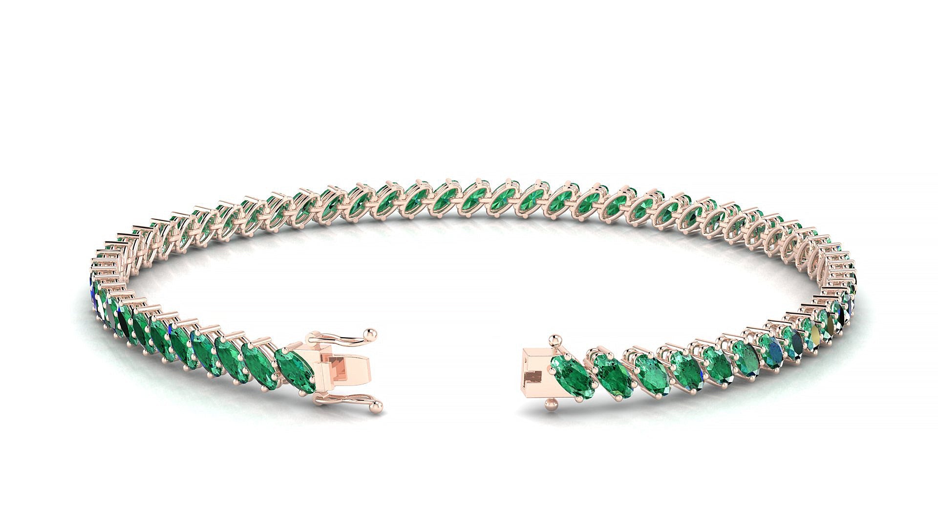 Nîmes | 18k Rose Gold 4 x 2 mm Oval Natural Emerald Tennis Bracelet