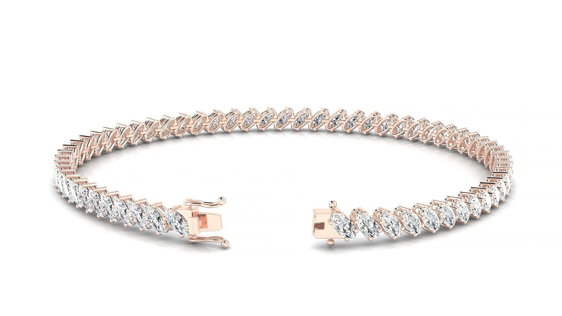 Nîmes | 18k Rose Gold 4 x 2 mm Oval Lab-Grown Diamond 18 cm Tennis Bracelet