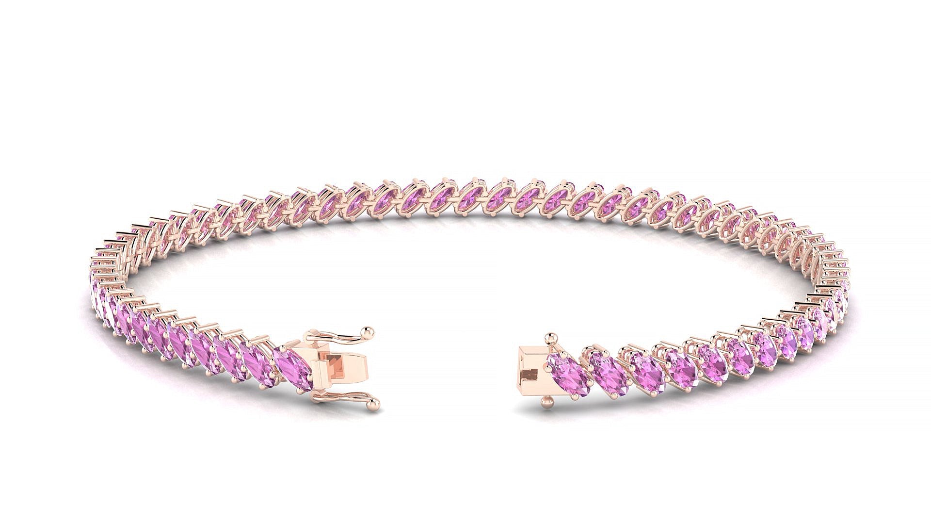 Nîmes | 18k Rose Gold 4 x 2 mm Oval Natural Pink Sapphire Tennis Bracelet