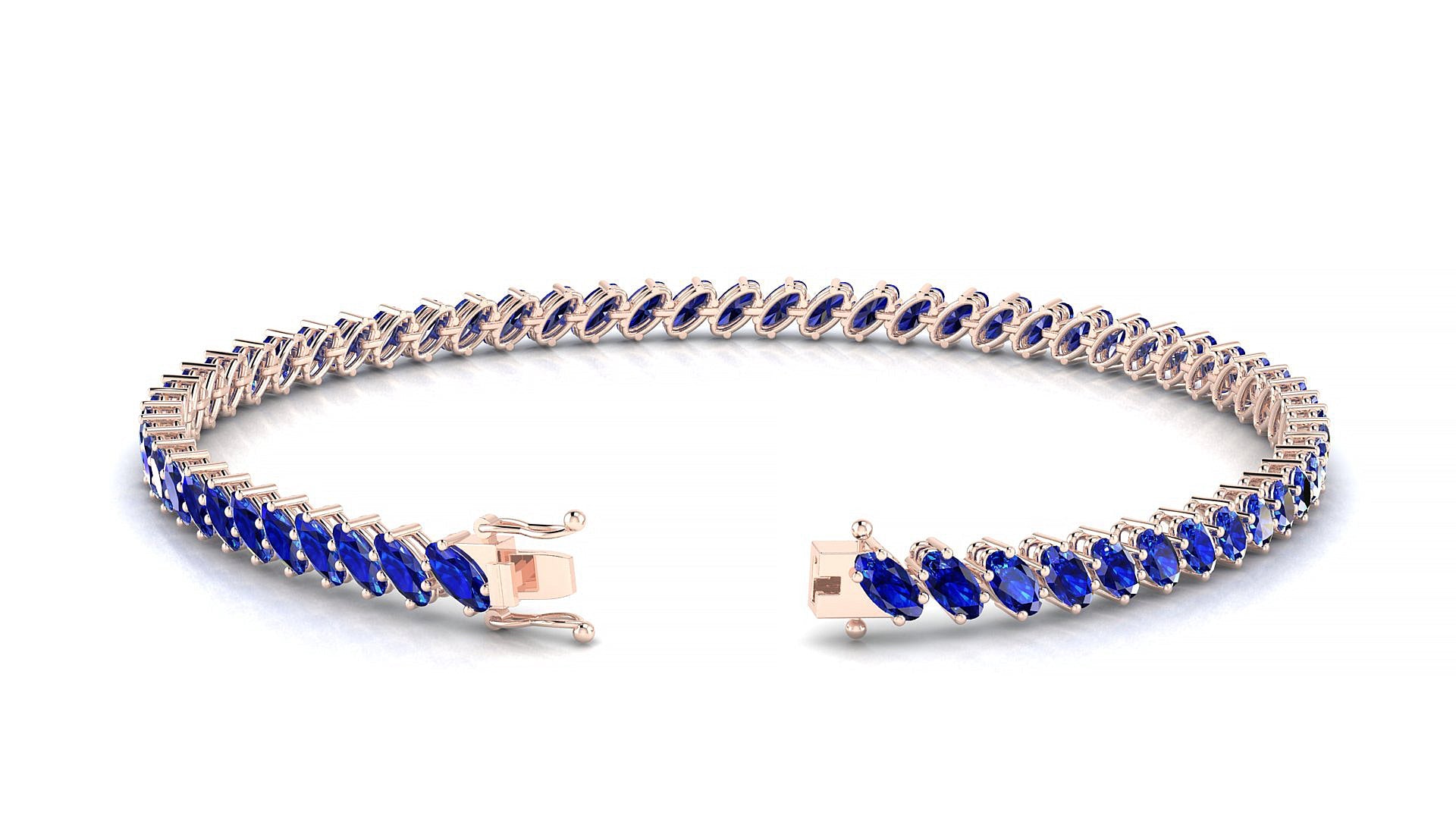 Nîmes | 18k Rose Gold 4 x 2 mm Oval Natural Sapphire Tennis Bracelet