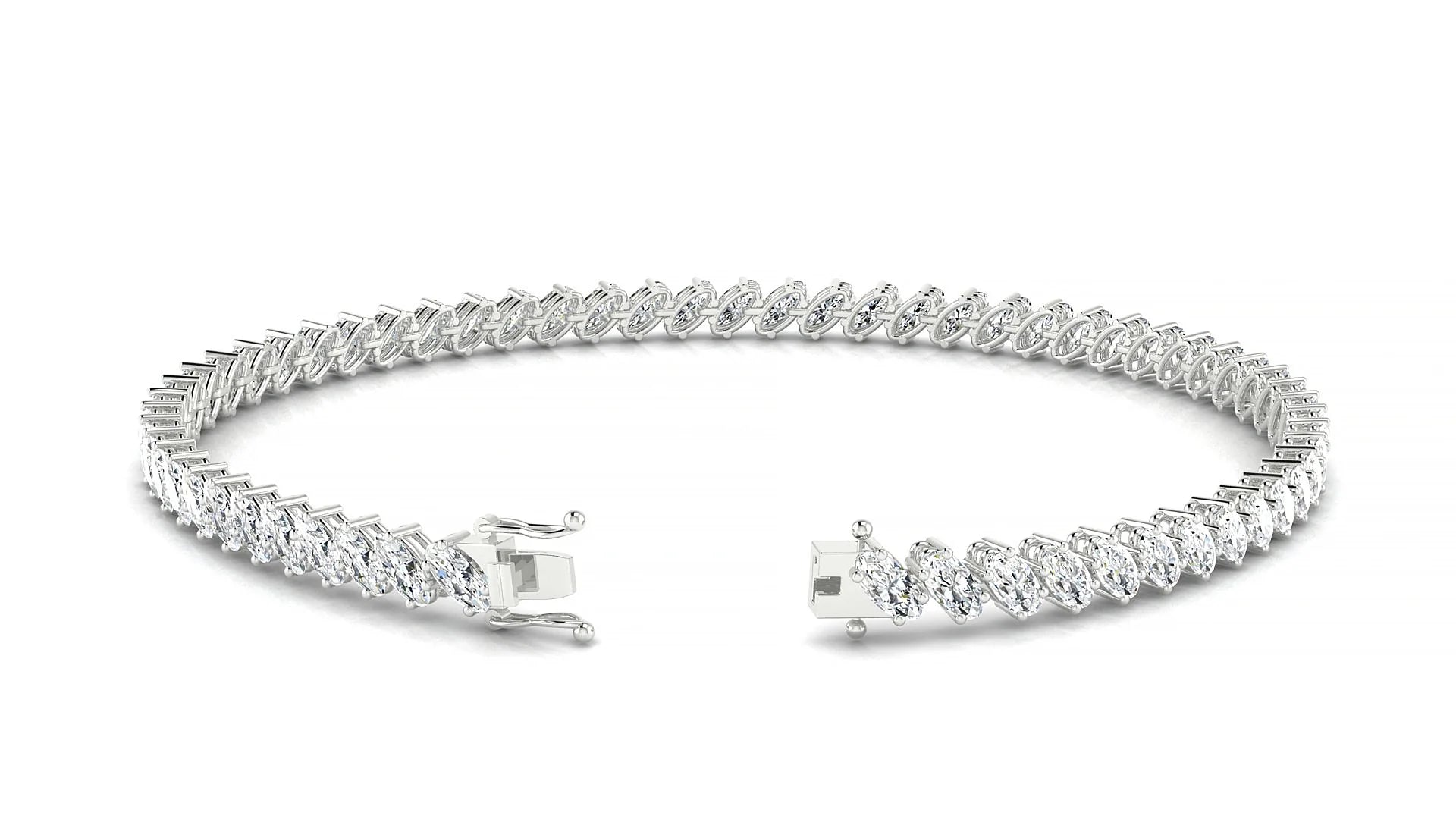 Nîmes | 18k White Gold 4 x 2 mm Oval Lab-Grown Diamond 18 cm Tennis Bracelet