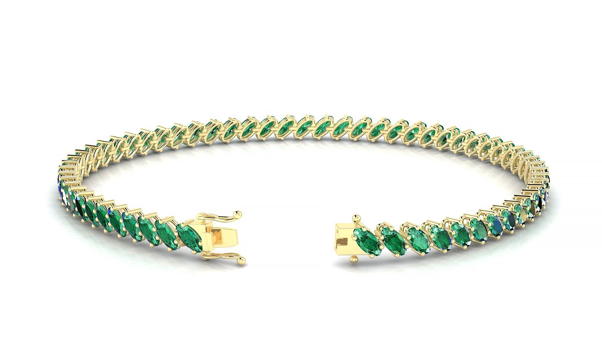 Nîmes | 18k Yellow Gold 4 x 2 mm Oval Natural Emerald Tennis Bracelet