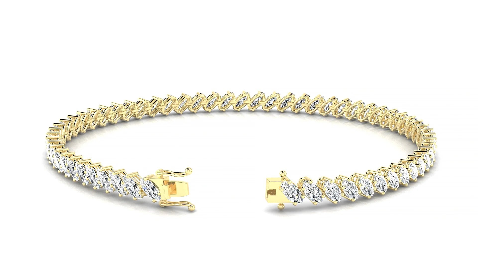 Nîmes | 18k Yellow Gold 4 x 2 mm Oval Lab-Grown Diamond 18 cm Tennis Bracelet