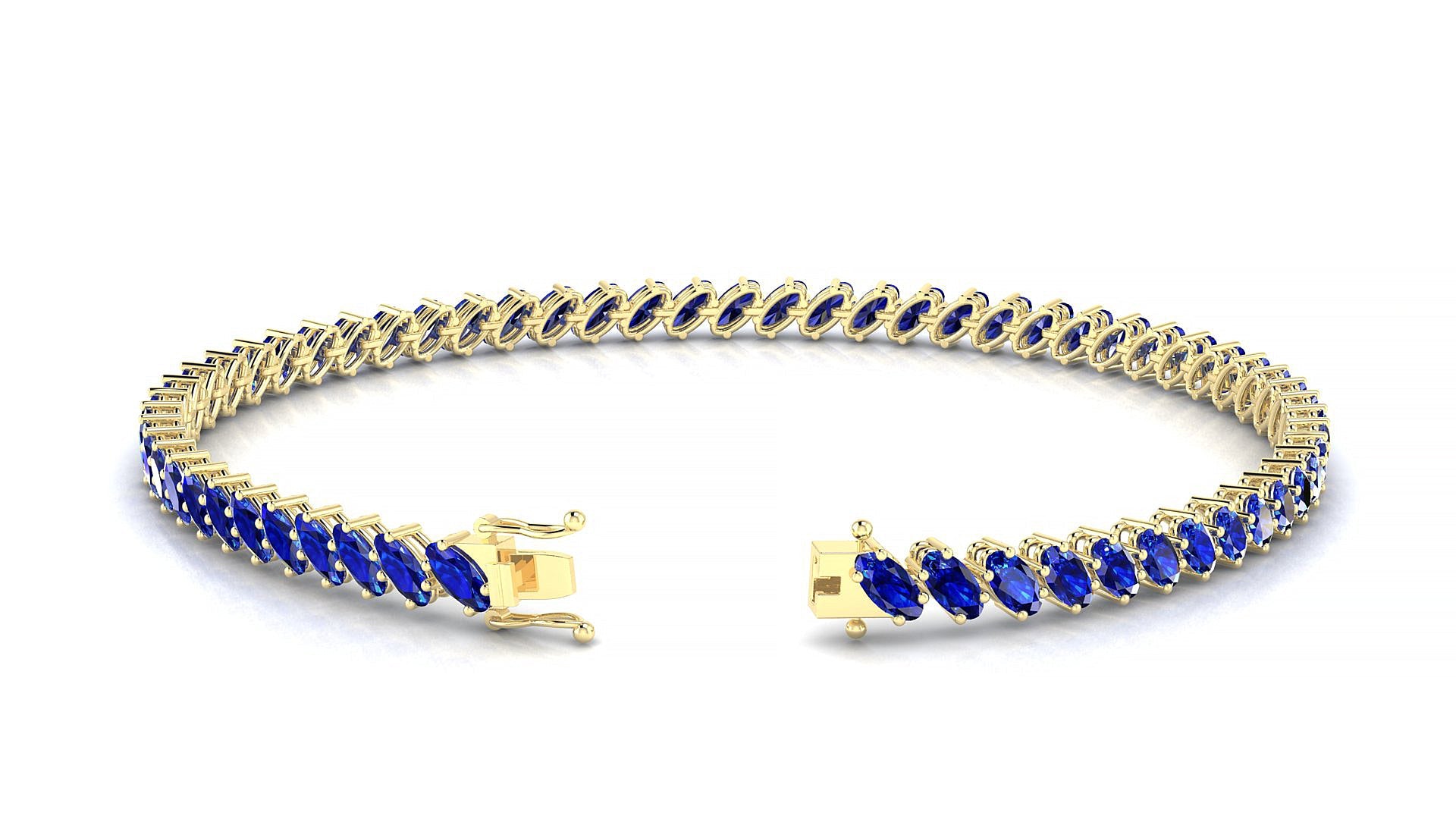 Nîmes | 18k Yellow Gold 4 x 2 mm Oval Natural Sapphire Tennis Bracelet