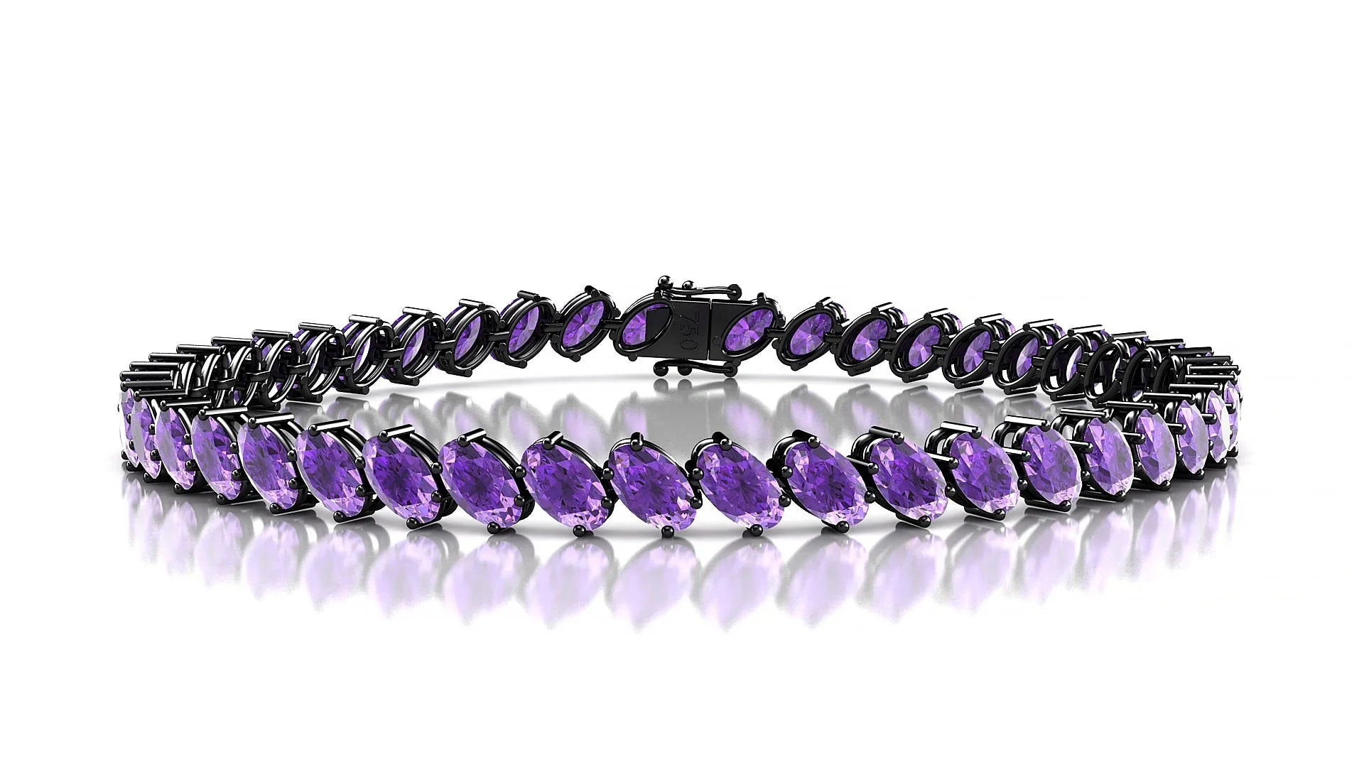 Nîmes | 18k Black Gold 5 x 3 mm Oval Natural Amethyst Tennis Bracelet