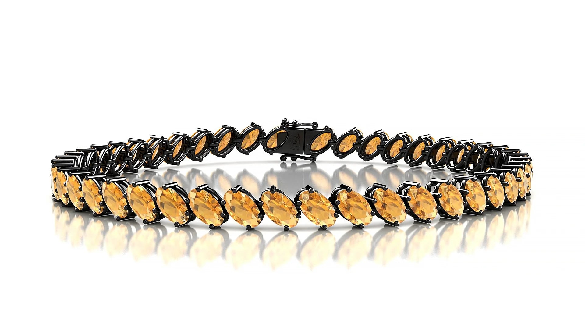Nîmes | 18k Black Gold 5 x 3 mm Oval Natural Citrine Tennis Bracelet