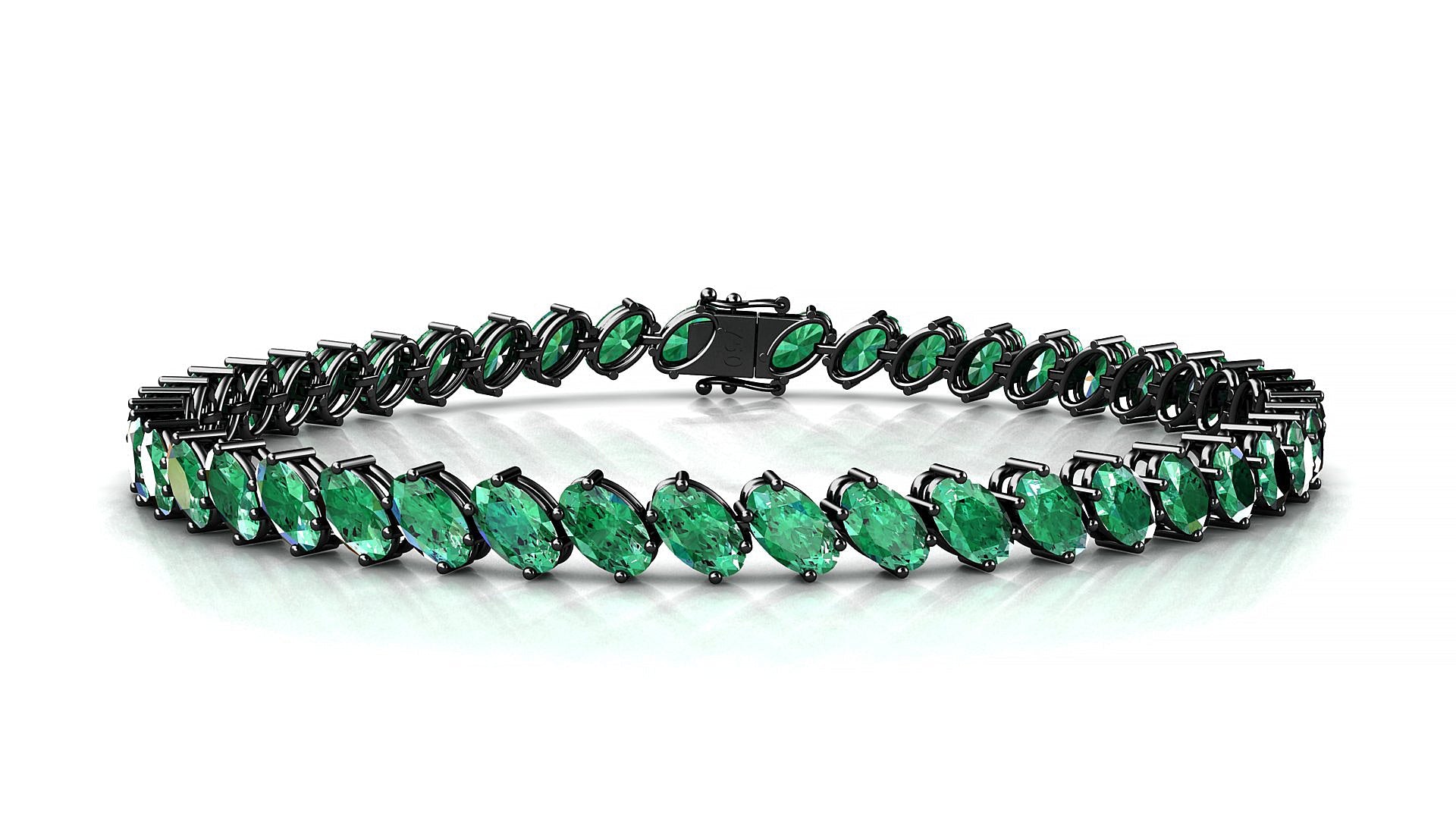 Nîmes | 18k Black Gold 5 x 3 mm Oval Natural Emerald Tennis Bracelet