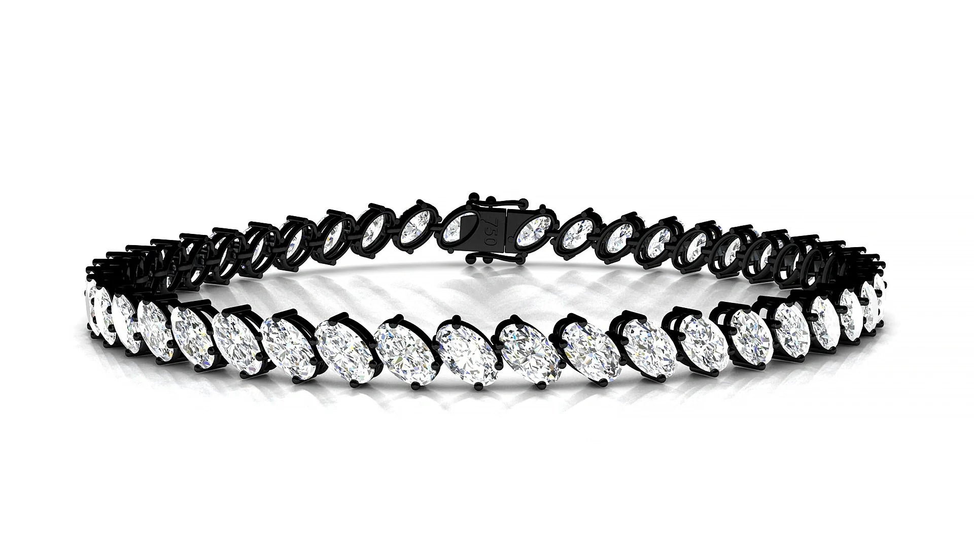 Nîmes | 18k Black Gold 5 x 3 mm Oval Lab-Grown Diamond 18 cm Tennis Bracelet