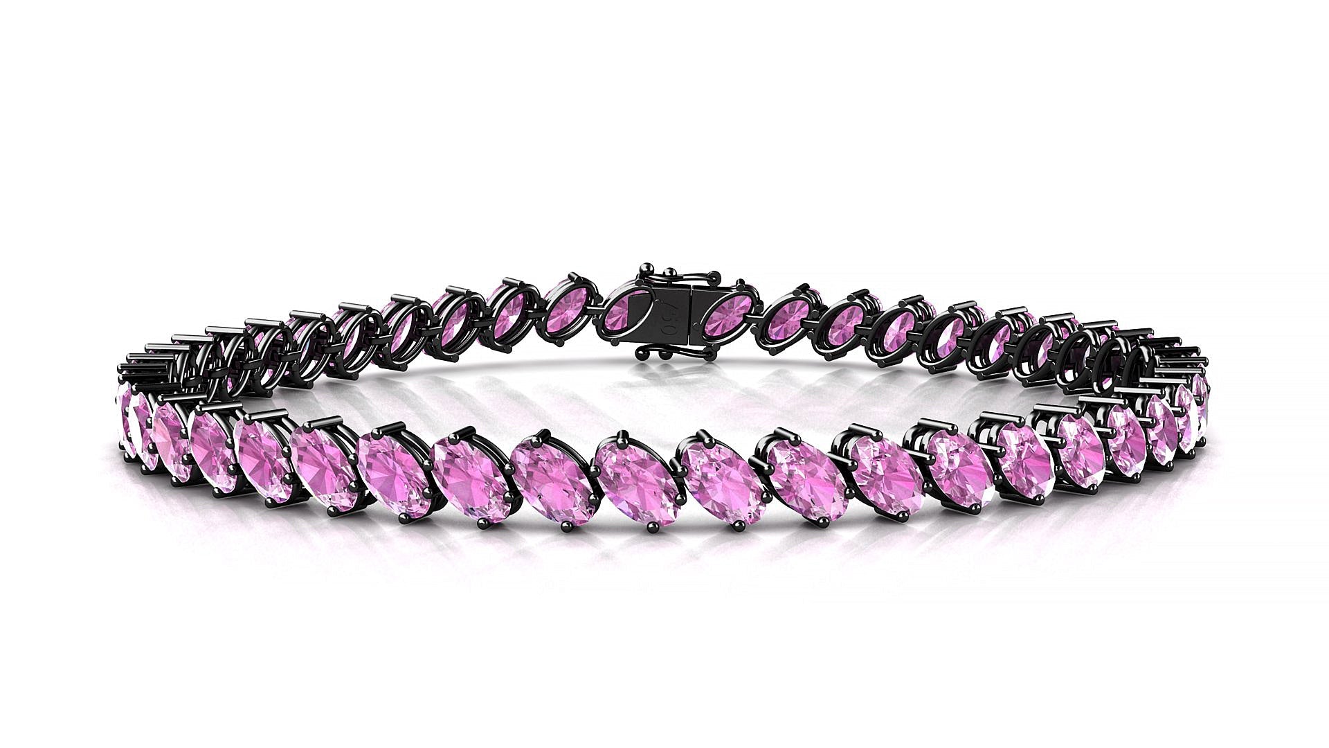 Nîmes | 18k Black Gold 5 x 3 mm Oval Natural Pink Sapphire Tennis Bracelet