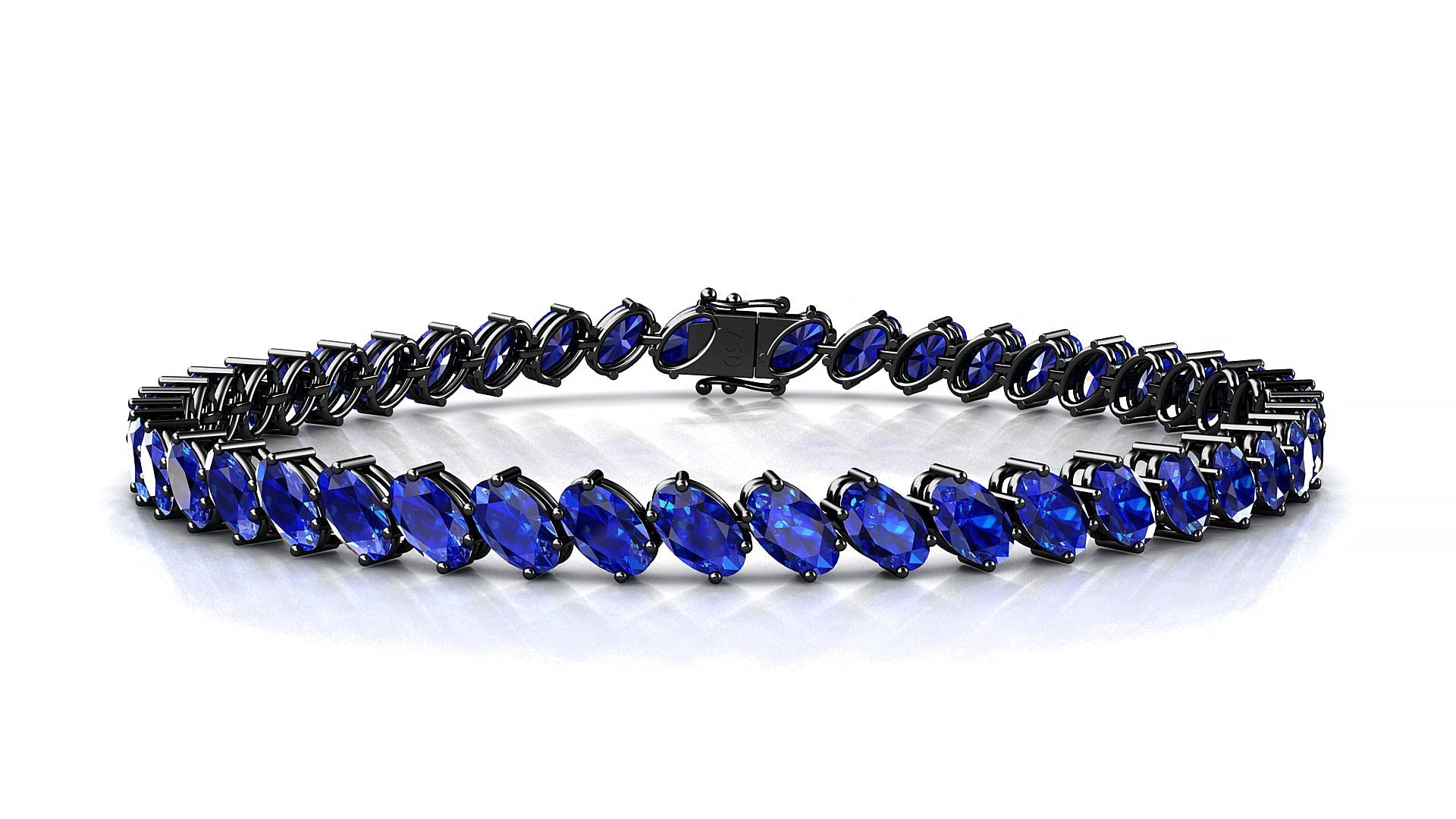 Nîmes | 18k Black Gold 5 x 3 mm Oval Natural Sapphire Tennis Bracelet