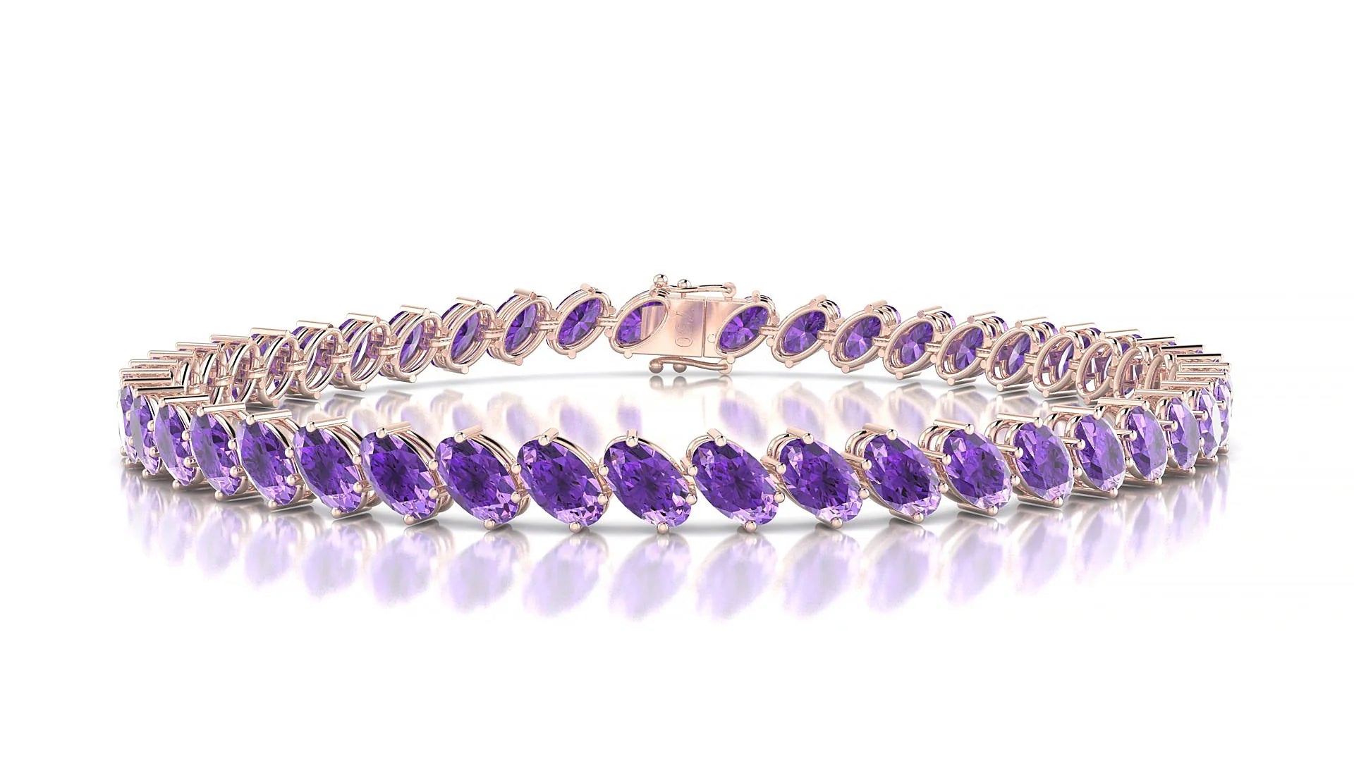 Nîmes | 18k Rose Gold 5 x 3 mm Oval Natural Amethyst Tennis Bracelet