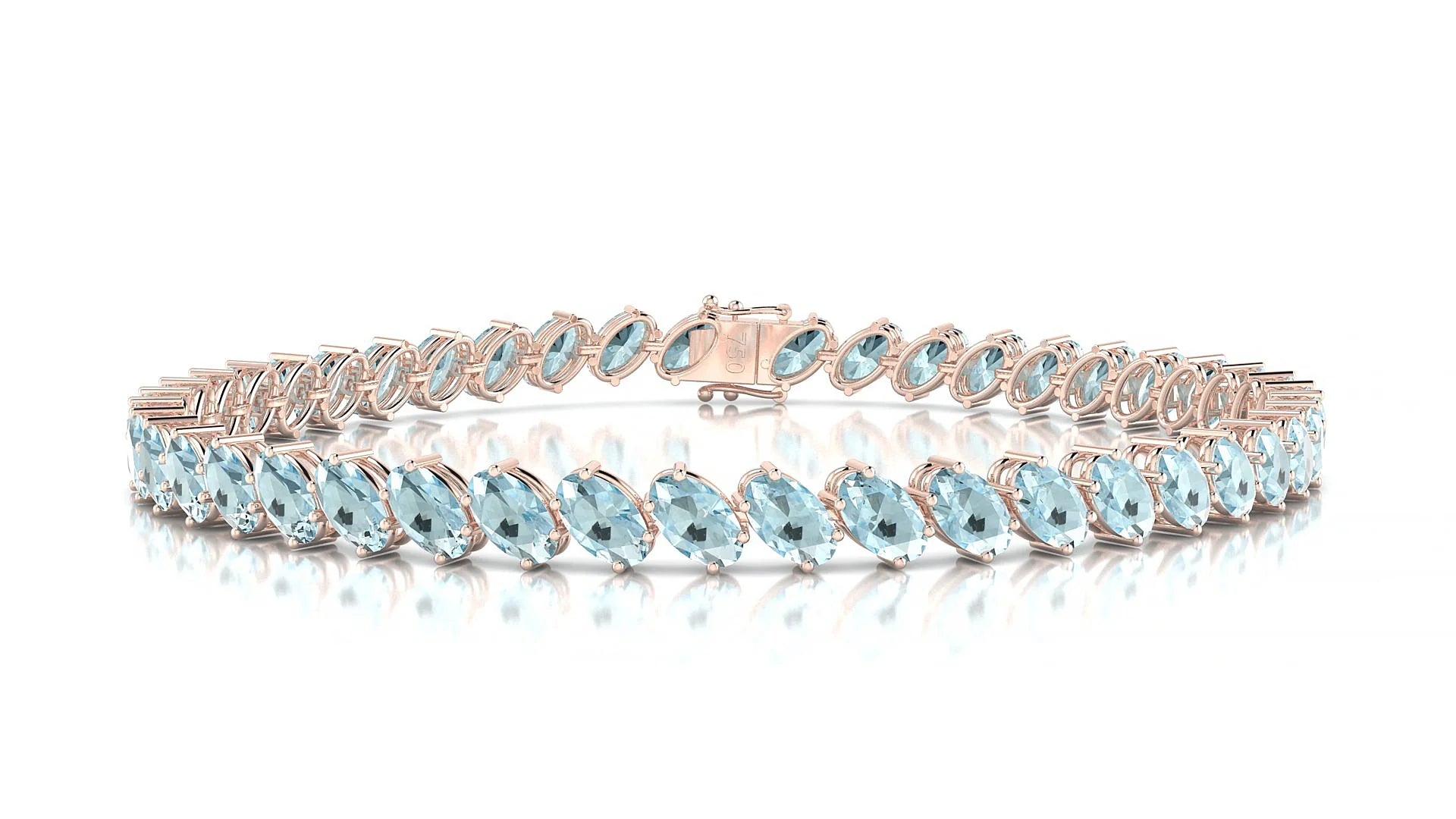 Nîmes | 18k Rose Gold 5 x 3 mm Oval Natural Aquamarine Tennis Bracelet