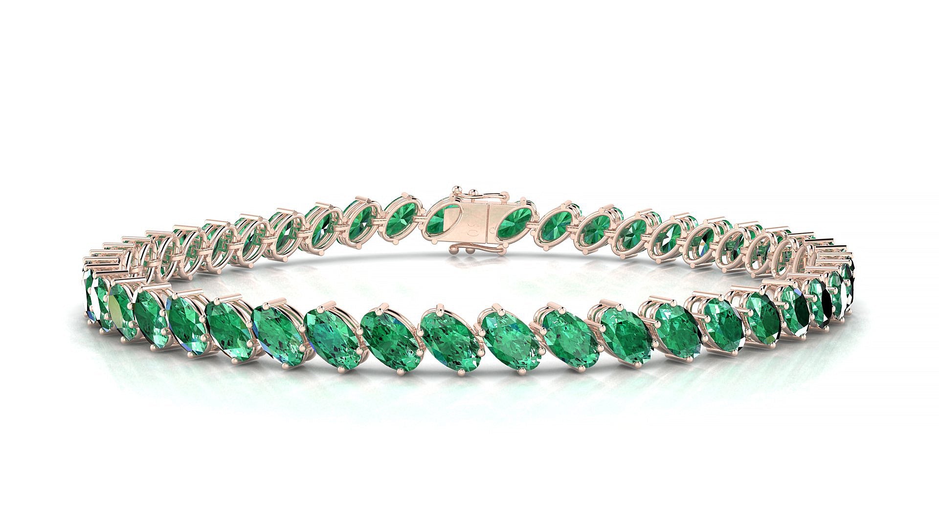 Nîmes | 18k Rose Gold 5 x 3 mm Oval Natural Emerald Tennis Bracelet