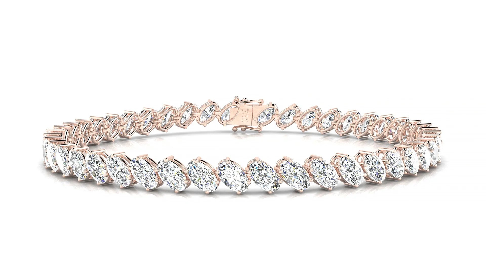 Nîmes | 18k Rose Gold 5 x 3 mm Oval Lab-Grown Diamond 18 cm Tennis Bracelet