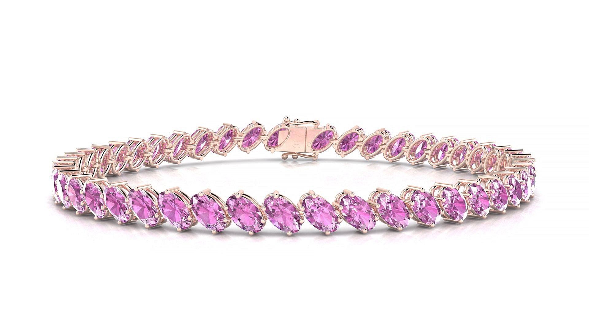 Nîmes | 18k Rose Gold 5 x 3 mm Oval Natural Pink Sapphire Tennis Bracelet
