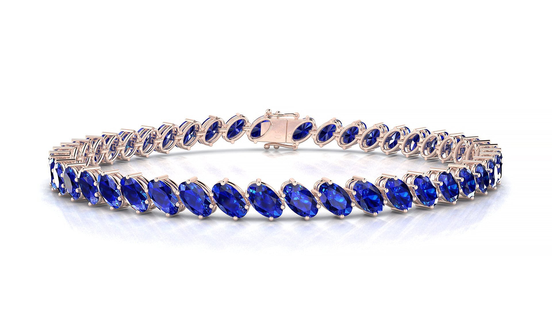 Nîmes | 18k Rose Gold 5 x 3 mm Oval Natural Sapphire Tennis Bracelet