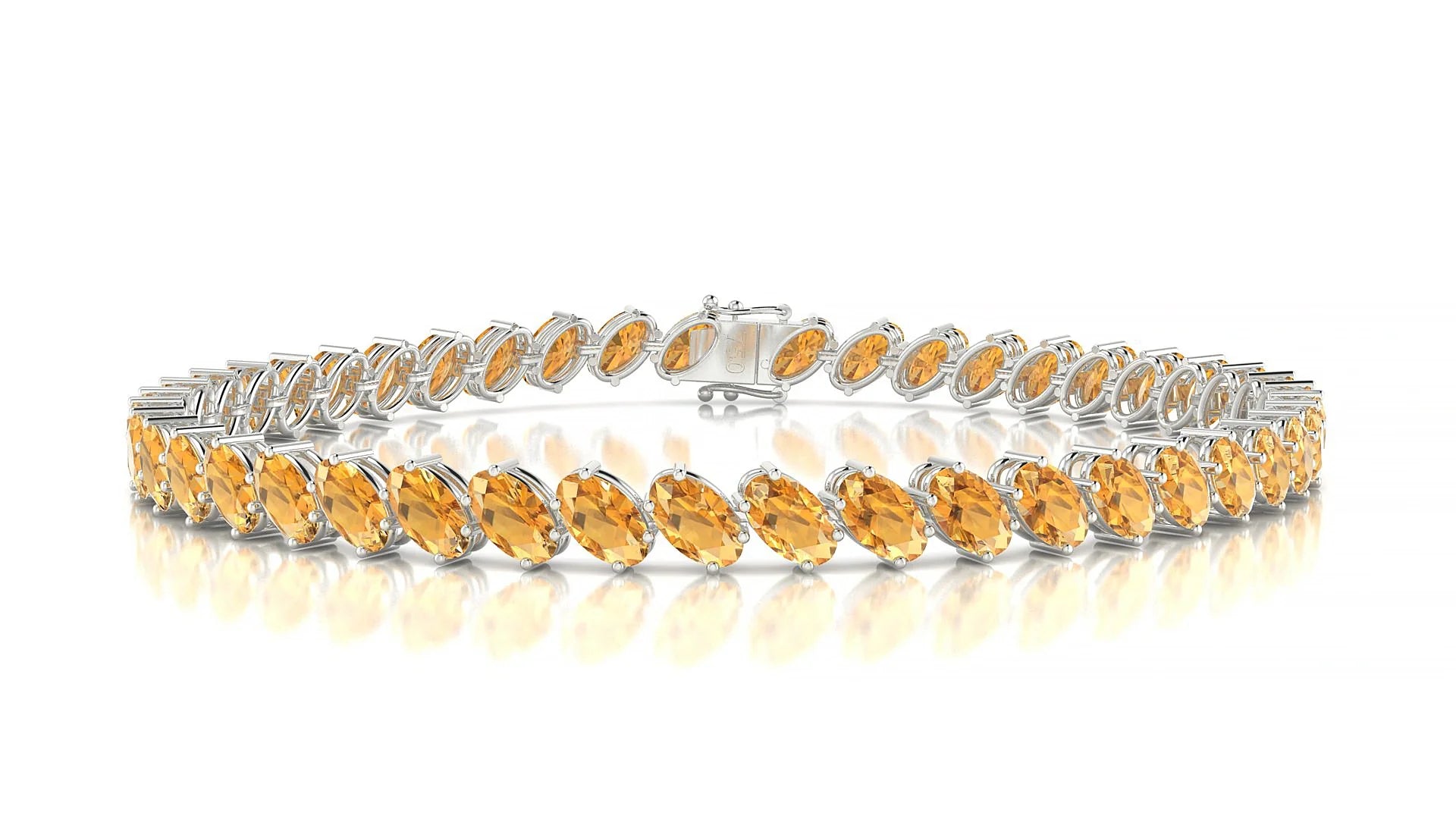 Nîmes | 18k White Gold 5 x 3 mm Oval Natural Citrine Tennis Bracelet