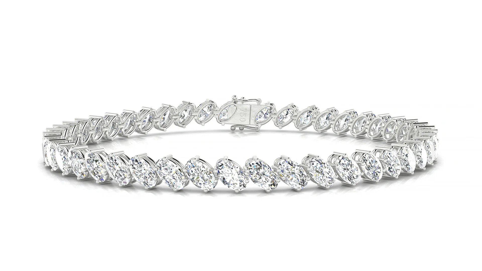 Nîmes | 18k White Gold 5 x 3 mm Oval Lab-Grown Diamond 18 cm Tennis Bracelet