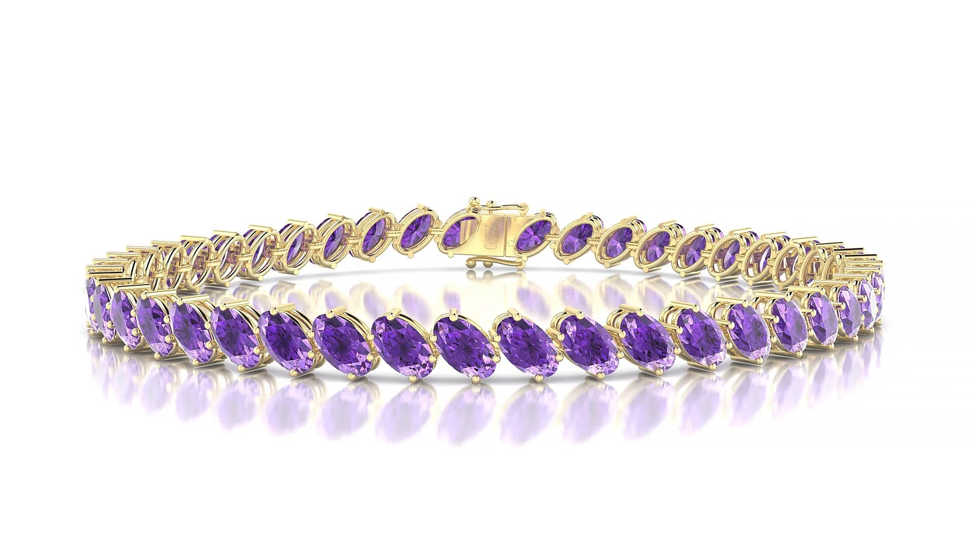 Nîmes | 18k Yellow Gold 5 x 3 mm Oval Natural Amethyst Tennis Bracelet