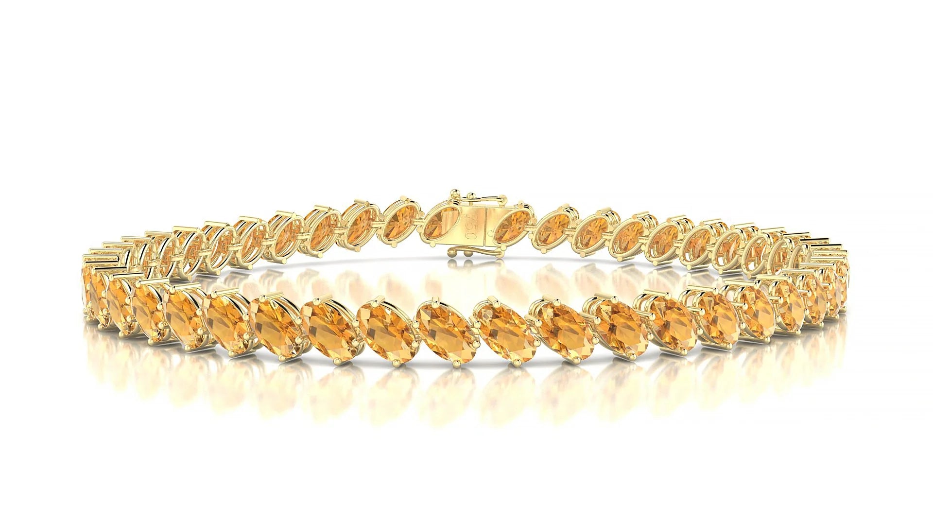 Nîmes | 18k Yellow Gold 5 x 3 mm Oval Natural Citrine Tennis Bracelet