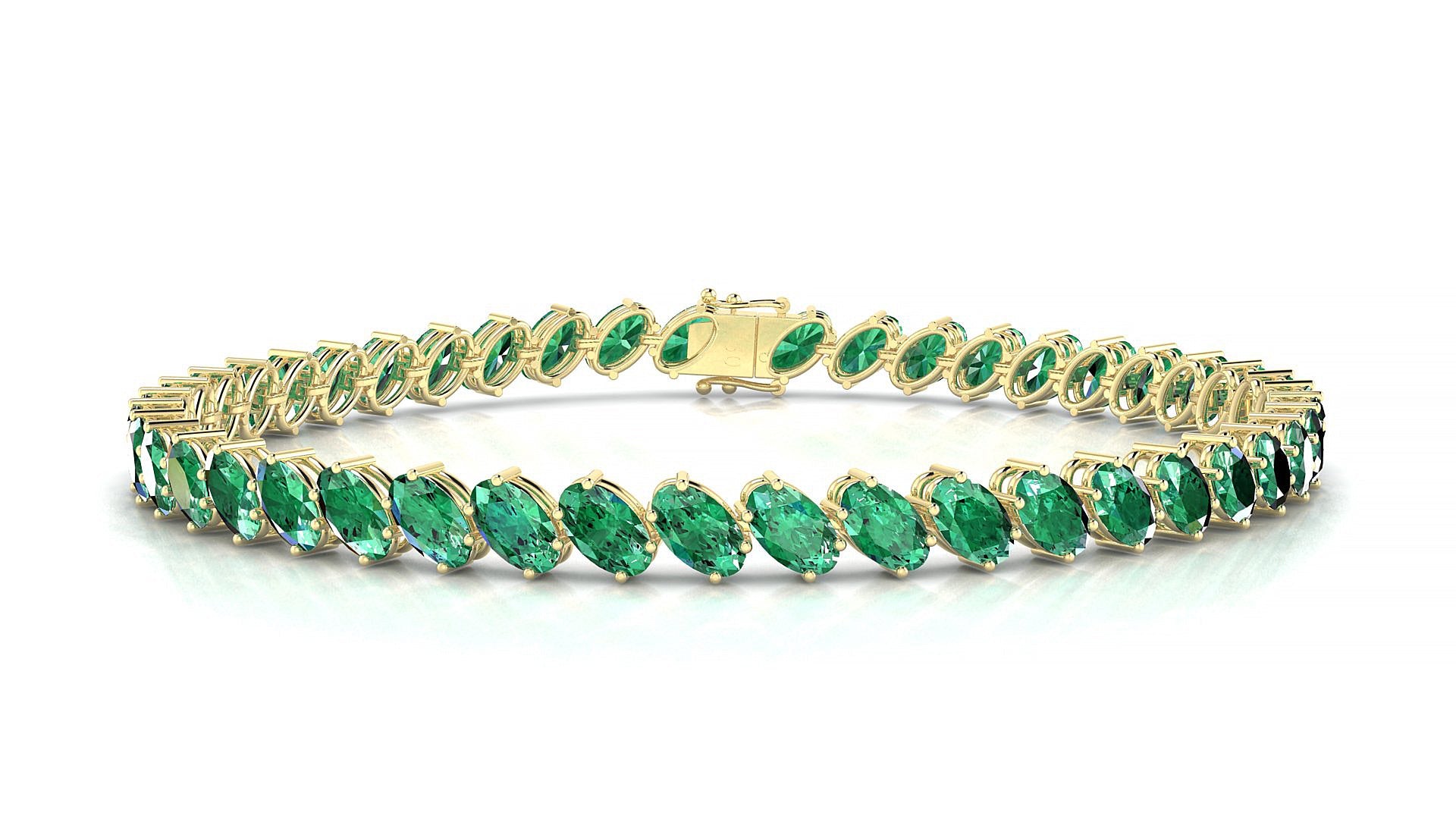 Nîmes | 18k Yellow Gold 5 x 3 mm Oval Natural Emerald Tennis Bracelet