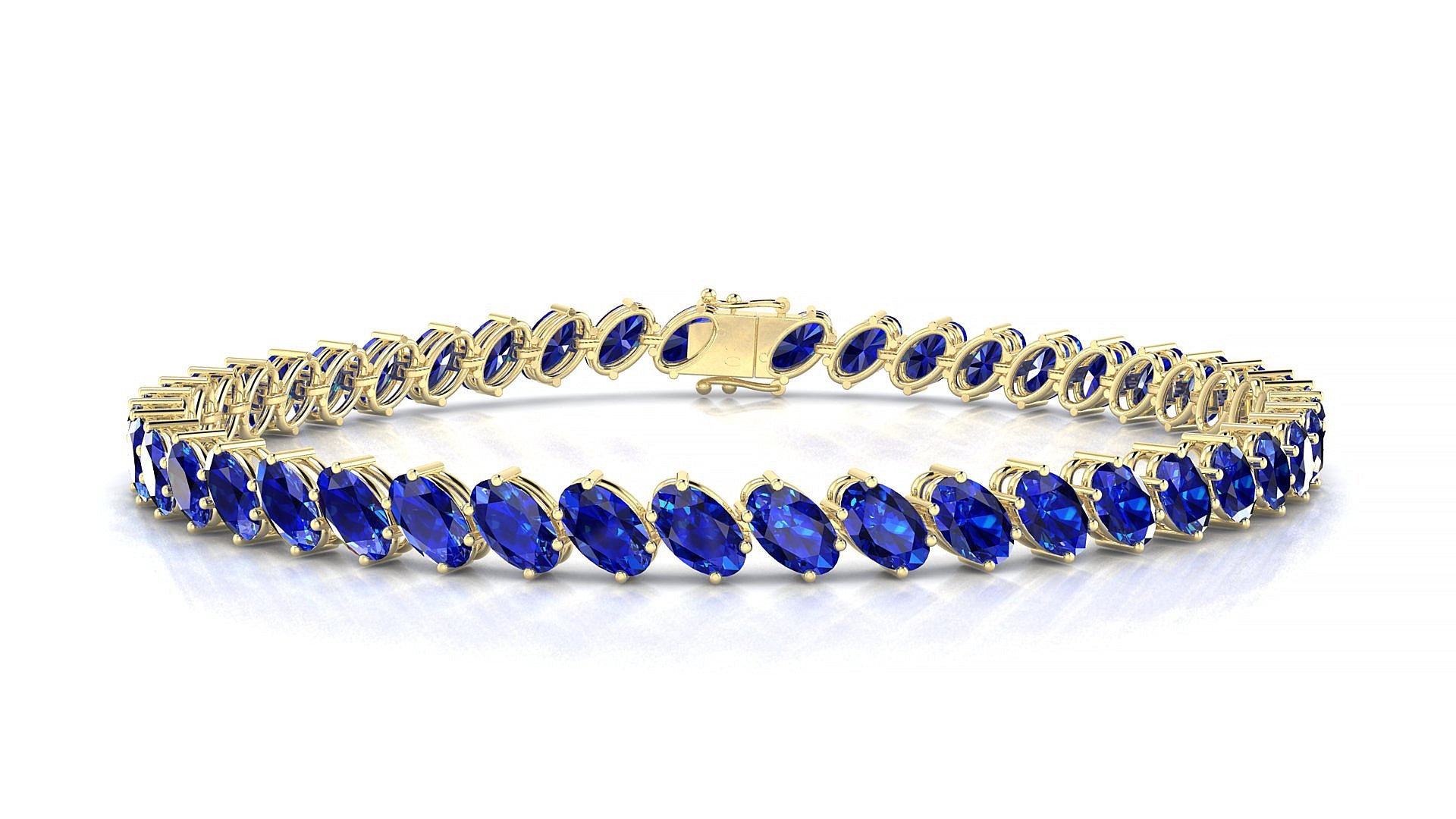 Nîmes | 18k Yellow Gold 5 x 3 mm Oval Natural Sapphire Tennis Bracelet