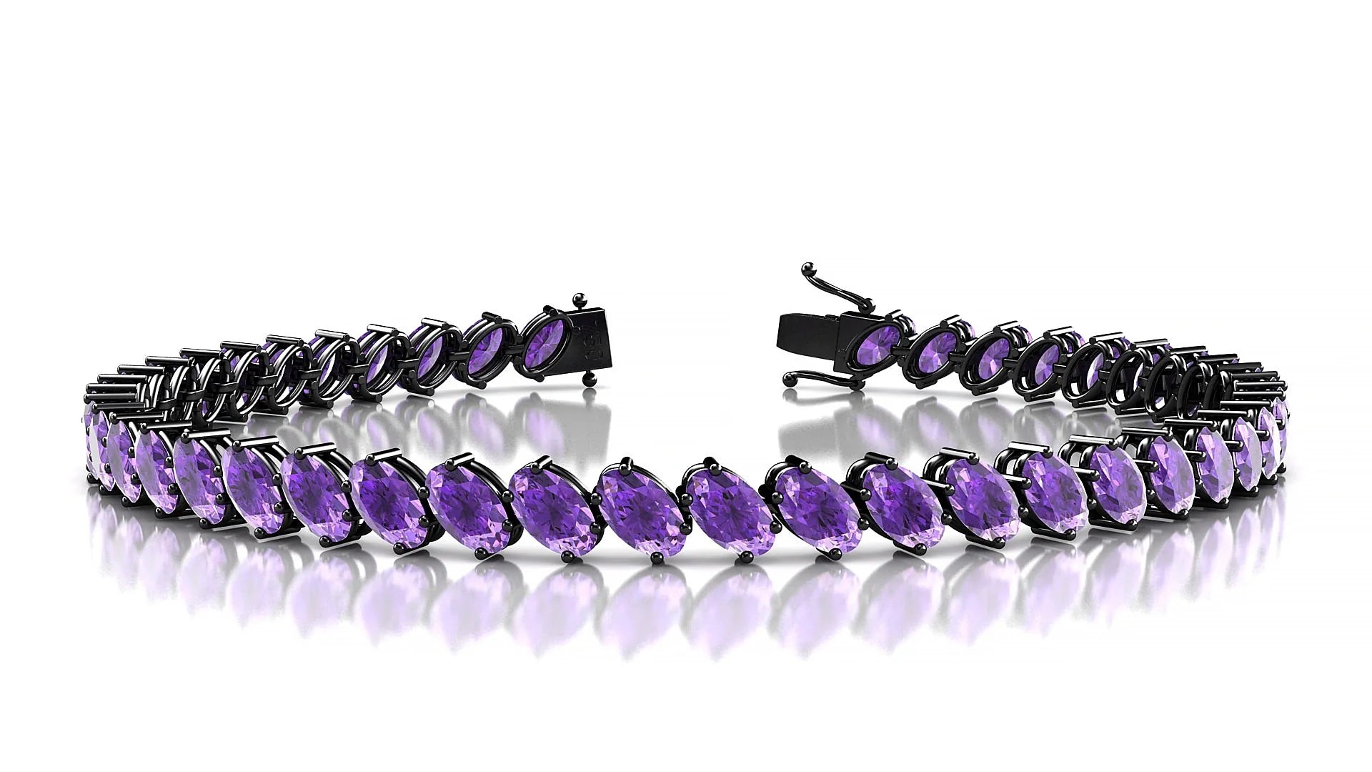 Nîmes | 18k Black Gold 5 x 3 mm Oval Natural Amethyst Tennis Bracelet