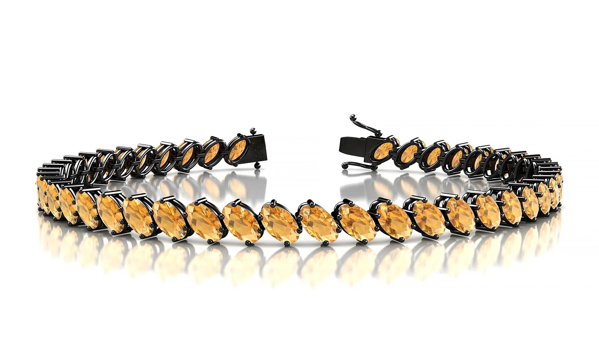 Nîmes | 18k Black Gold 5 x 3 mm Oval Natural Citrine Tennis Bracelet