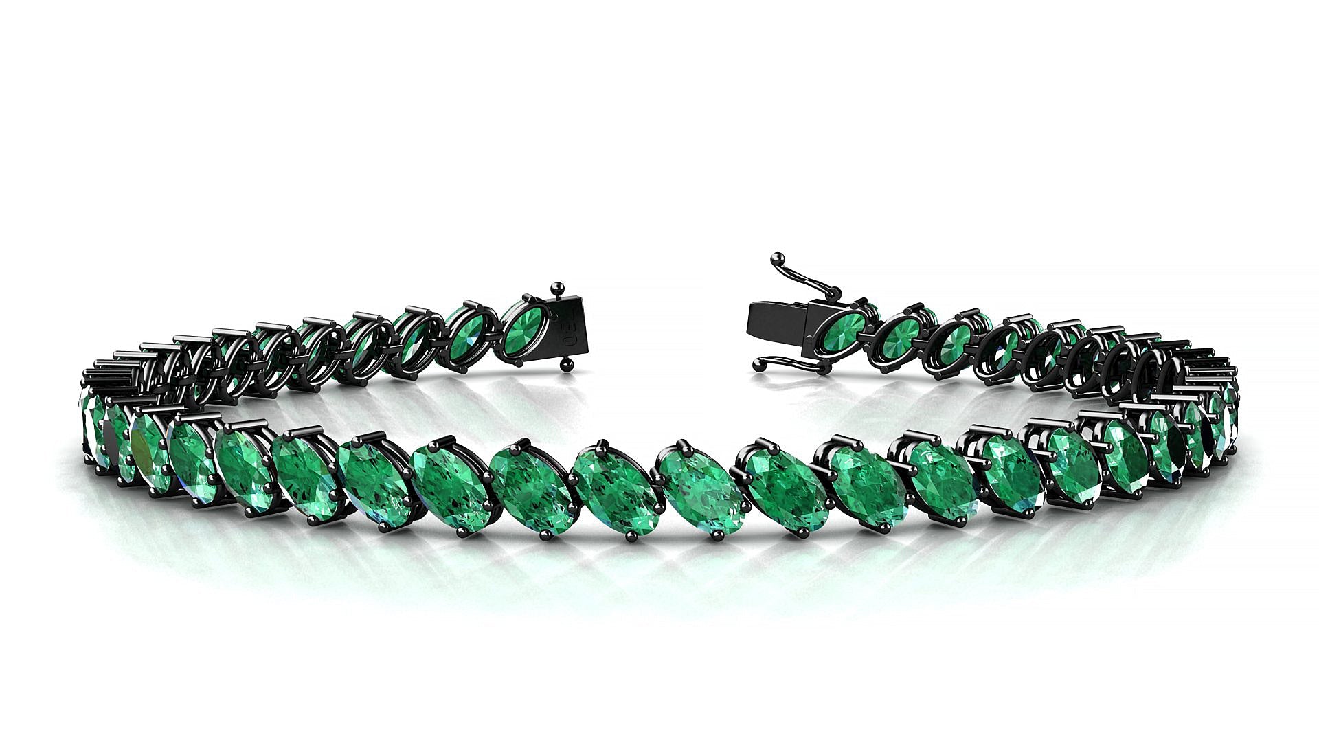 Nîmes | 18k Black Gold 5 x 3 mm Oval Natural Emerald Tennis Bracelet