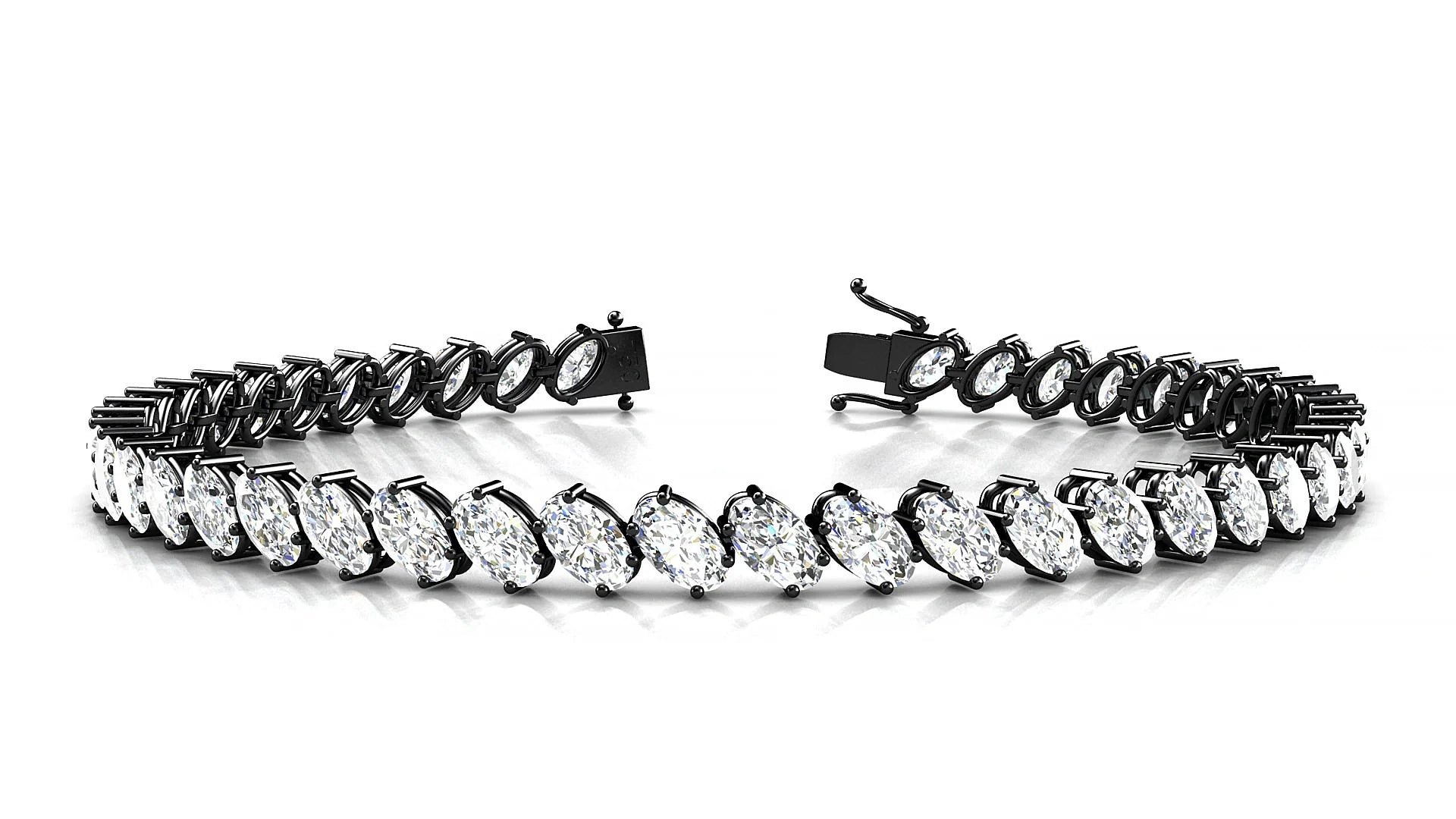 Nîmes | 18k Black Gold 5 x 3 mm Oval Lab-Grown Diamond 18 cm Tennis Bracelet