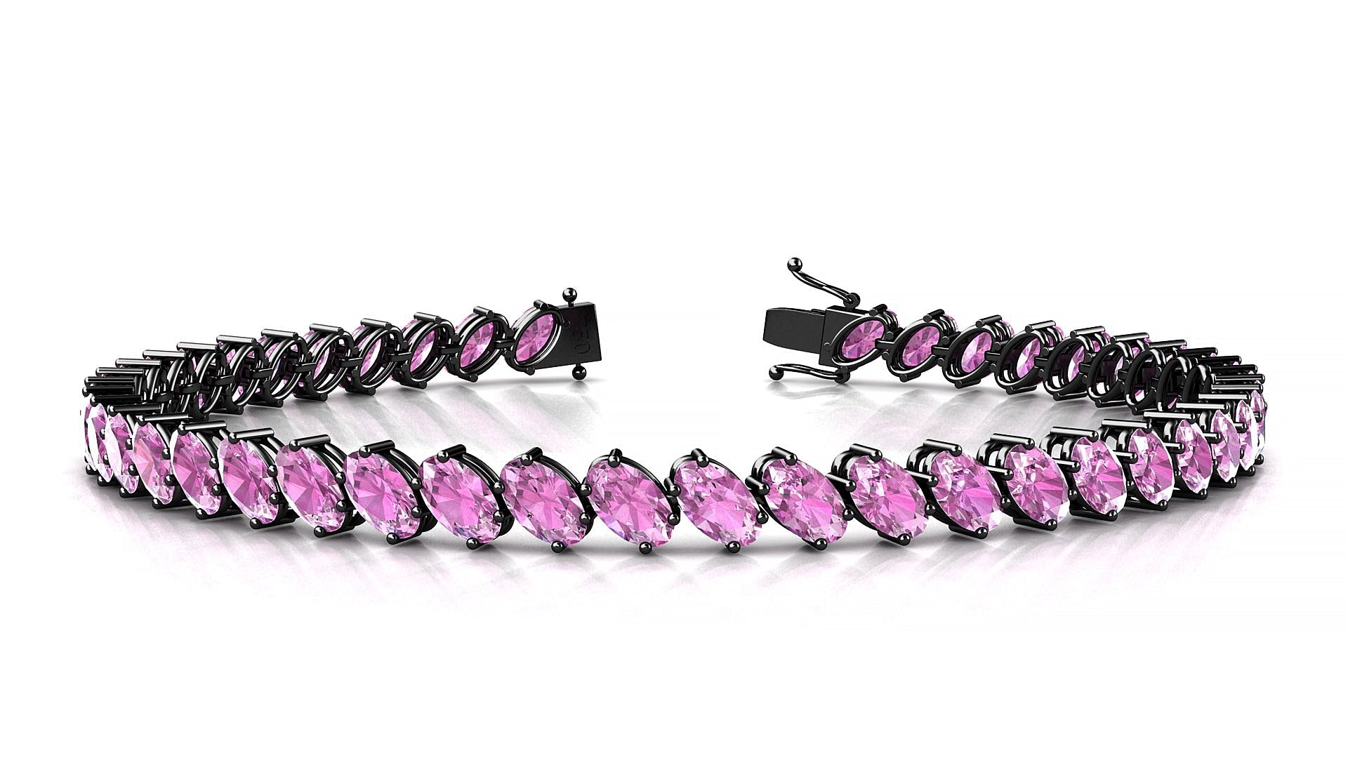 Nîmes | 18k Black Gold 5 x 3 mm Oval Natural Pink Sapphire Tennis Bracelet