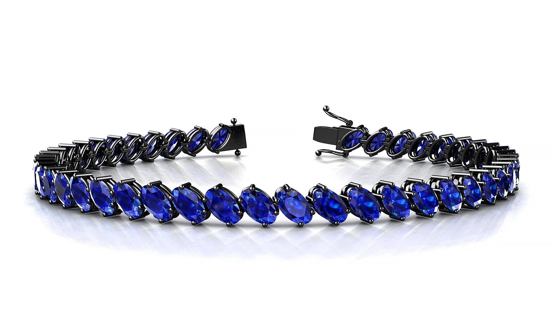 Nîmes | 18k Black Gold 5 x 3 mm Oval Natural Sapphire Tennis Bracelet