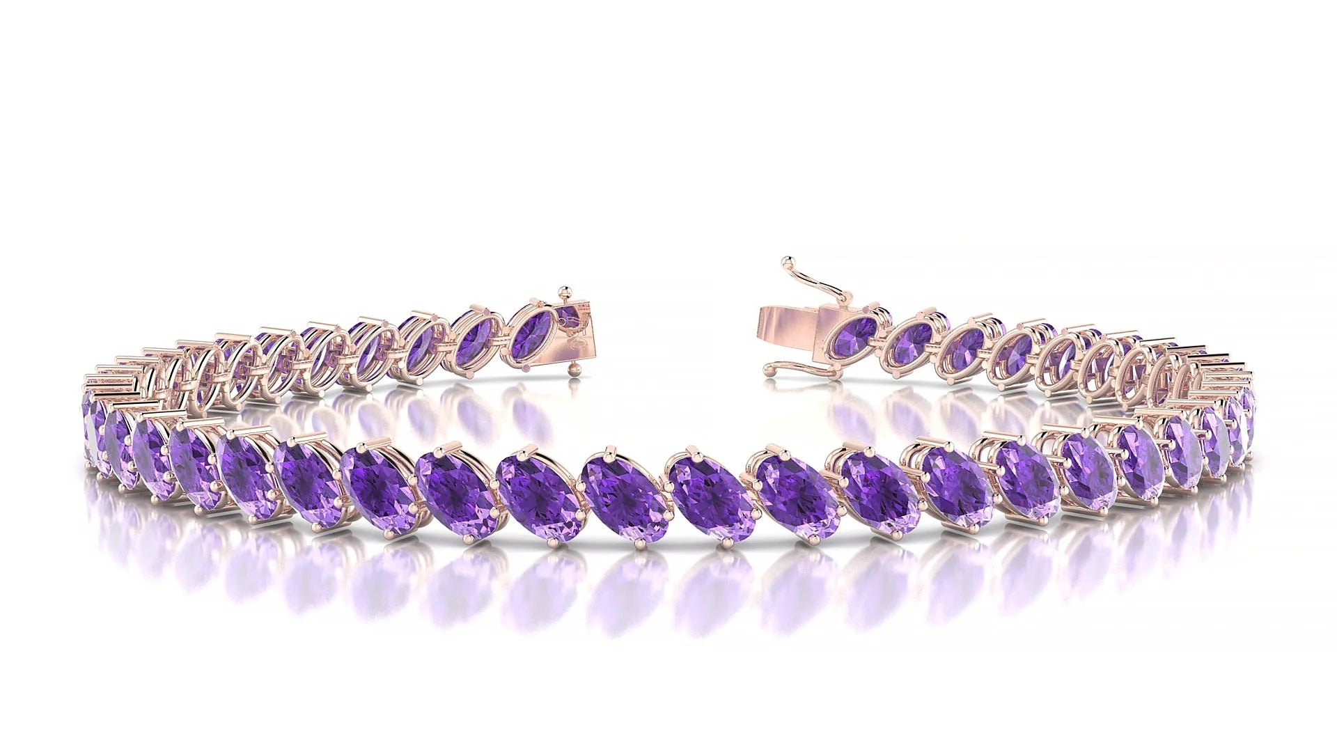 Nîmes | 18k Rose Gold 5 x 3 mm Oval Natural Amethyst Tennis Bracelet