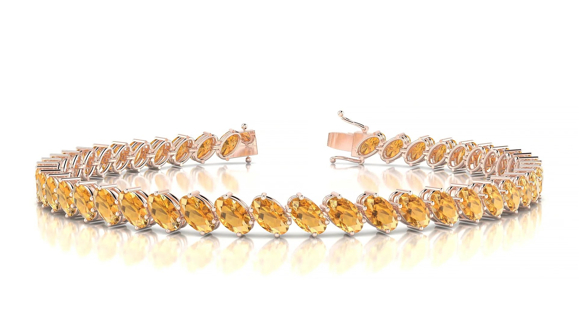 Nîmes | 18k Rose Gold 5 x 3 mm Oval Natural Citrine Tennis Bracelet