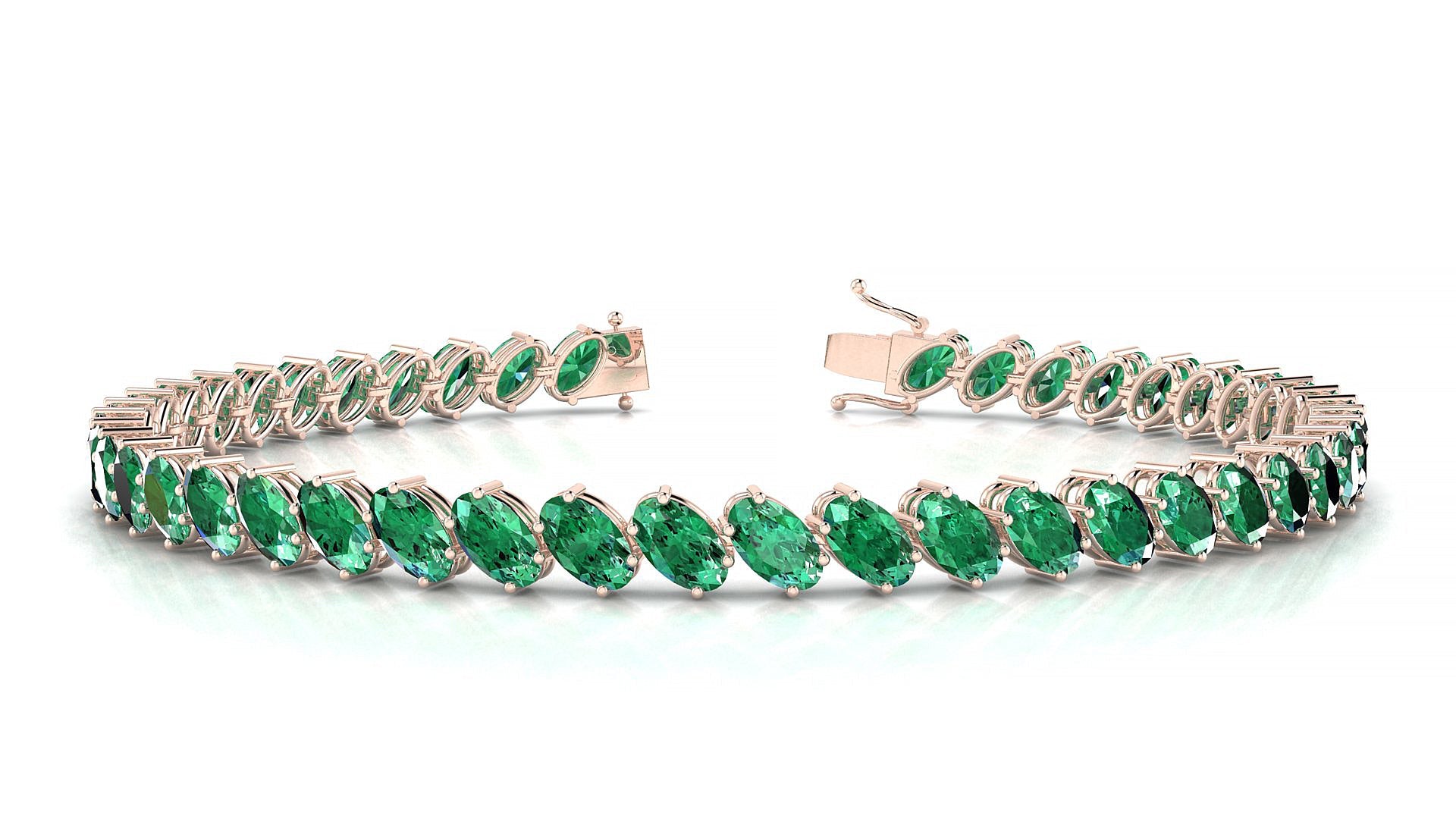 Nîmes | 18k Rose Gold 5 x 3 mm Oval Natural Emerald Tennis Bracelet