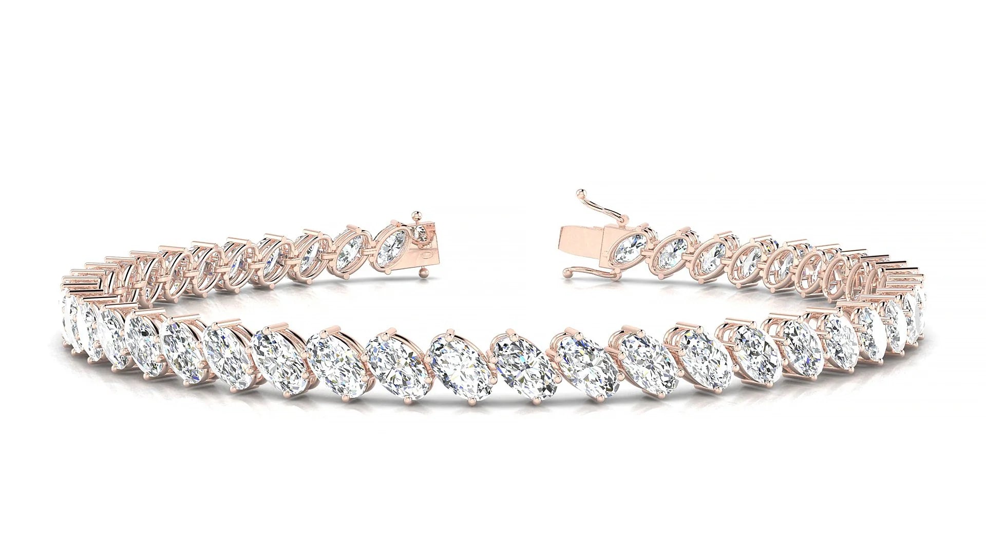 Nîmes | 18k Rose Gold 5 x 3 mm Oval Lab-Grown Diamond 18 cm Tennis Bracelet