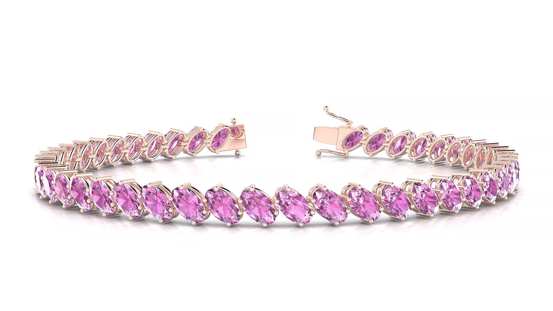 Nîmes | 18k Rose Gold 5 x 3 mm Oval Natural Pink Sapphire Tennis Bracelet