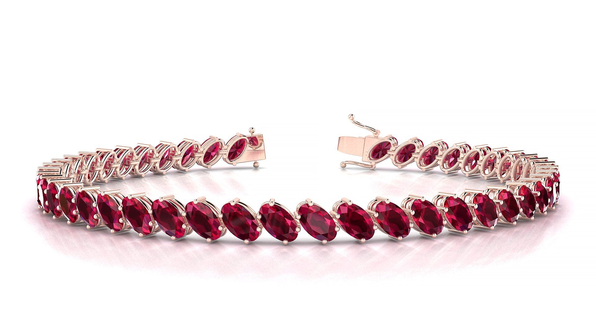 Nîmes | 18k Rose Gold 5 x 3 mm Oval Natural Ruby Tennis Bracelet