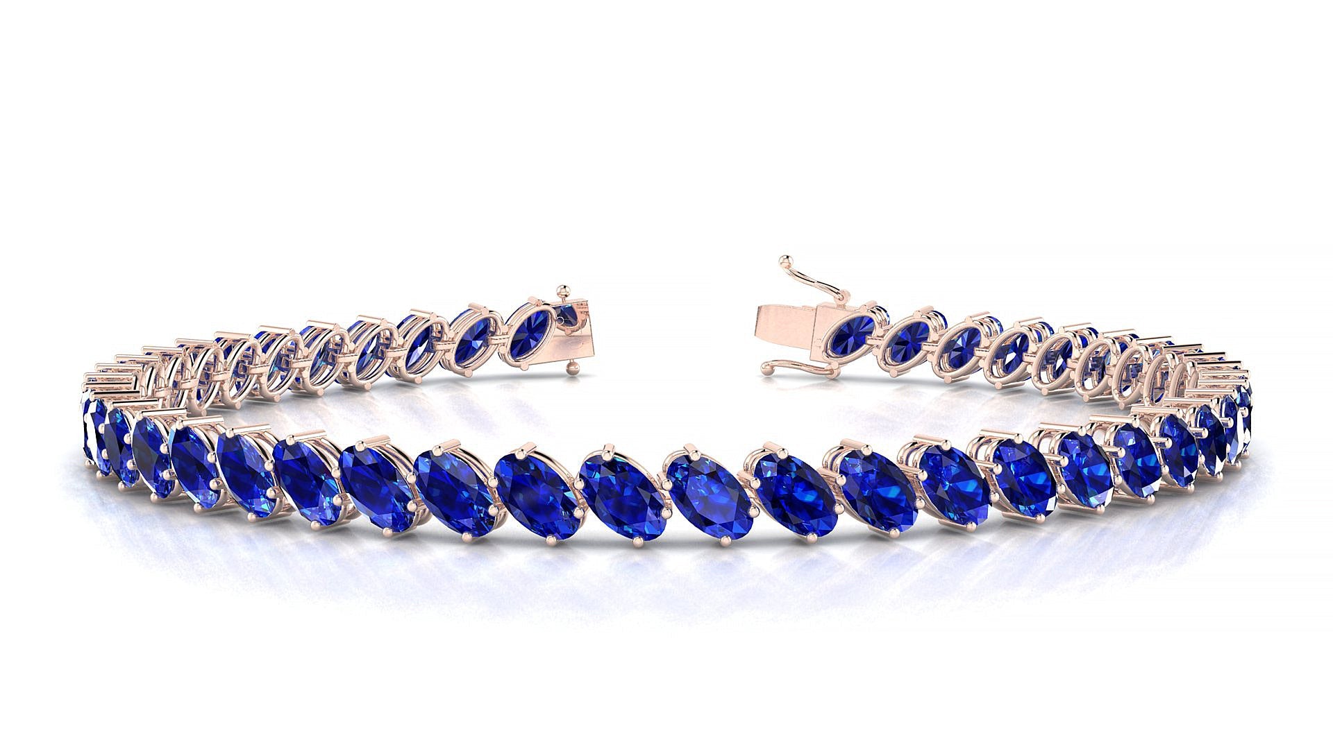 Nîmes | 18k Rose Gold 5 x 3 mm Oval Natural Sapphire Tennis Bracelet
