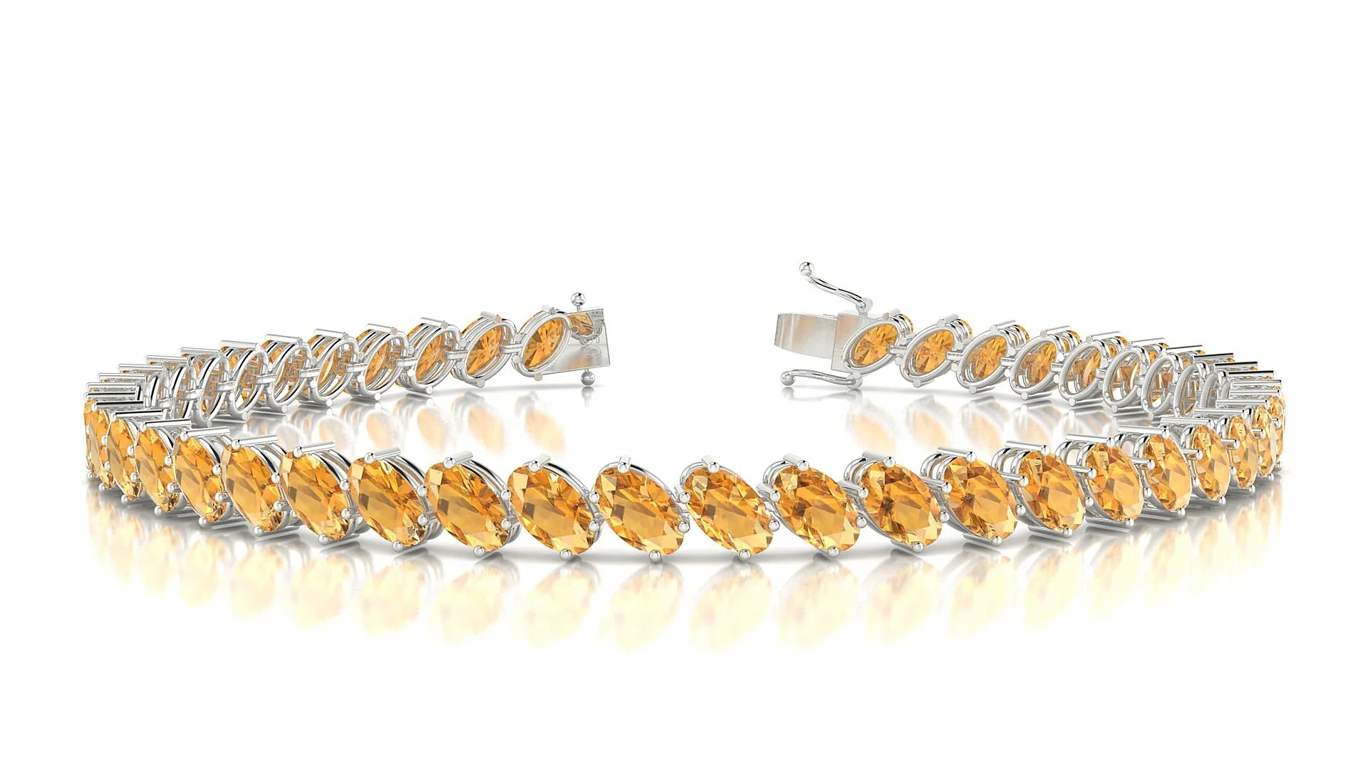 Nîmes | 18k White Gold 5 x 3 mm Oval Natural Citrine Tennis Bracelet