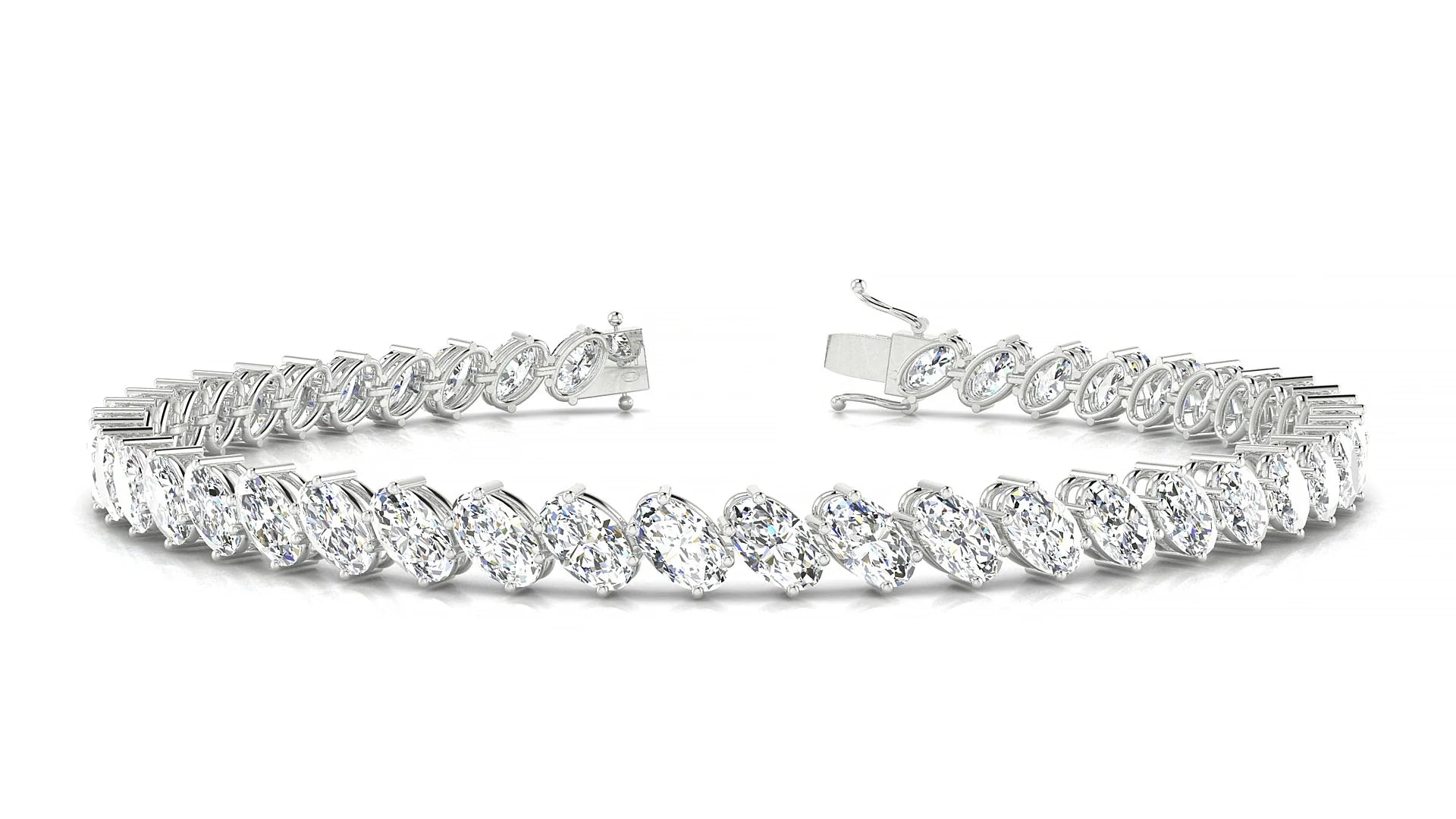 Nîmes | 18k White Gold 5 x 3 mm Oval Lab-Grown Diamond 18 cm Tennis Bracelet