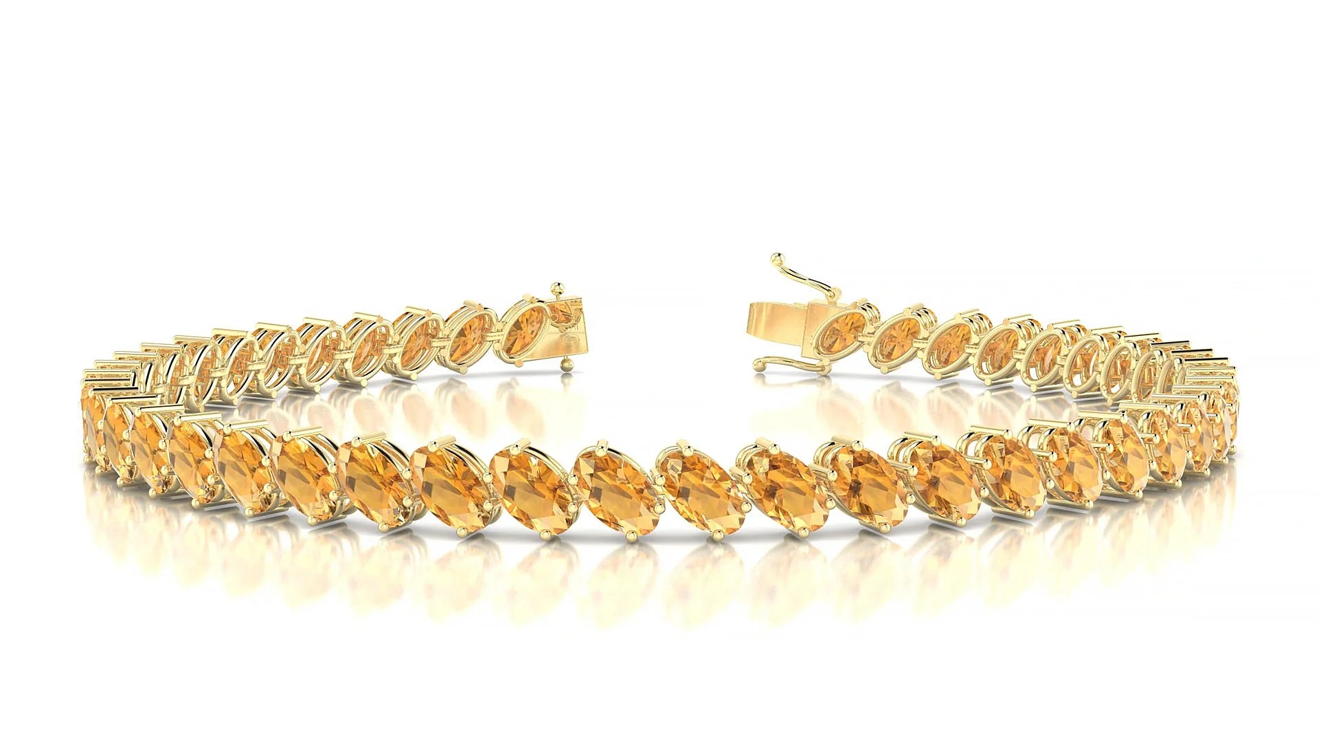 Nîmes | 18k Yellow Gold 5 x 3 mm Oval Natural Citrine Tennis Bracelet