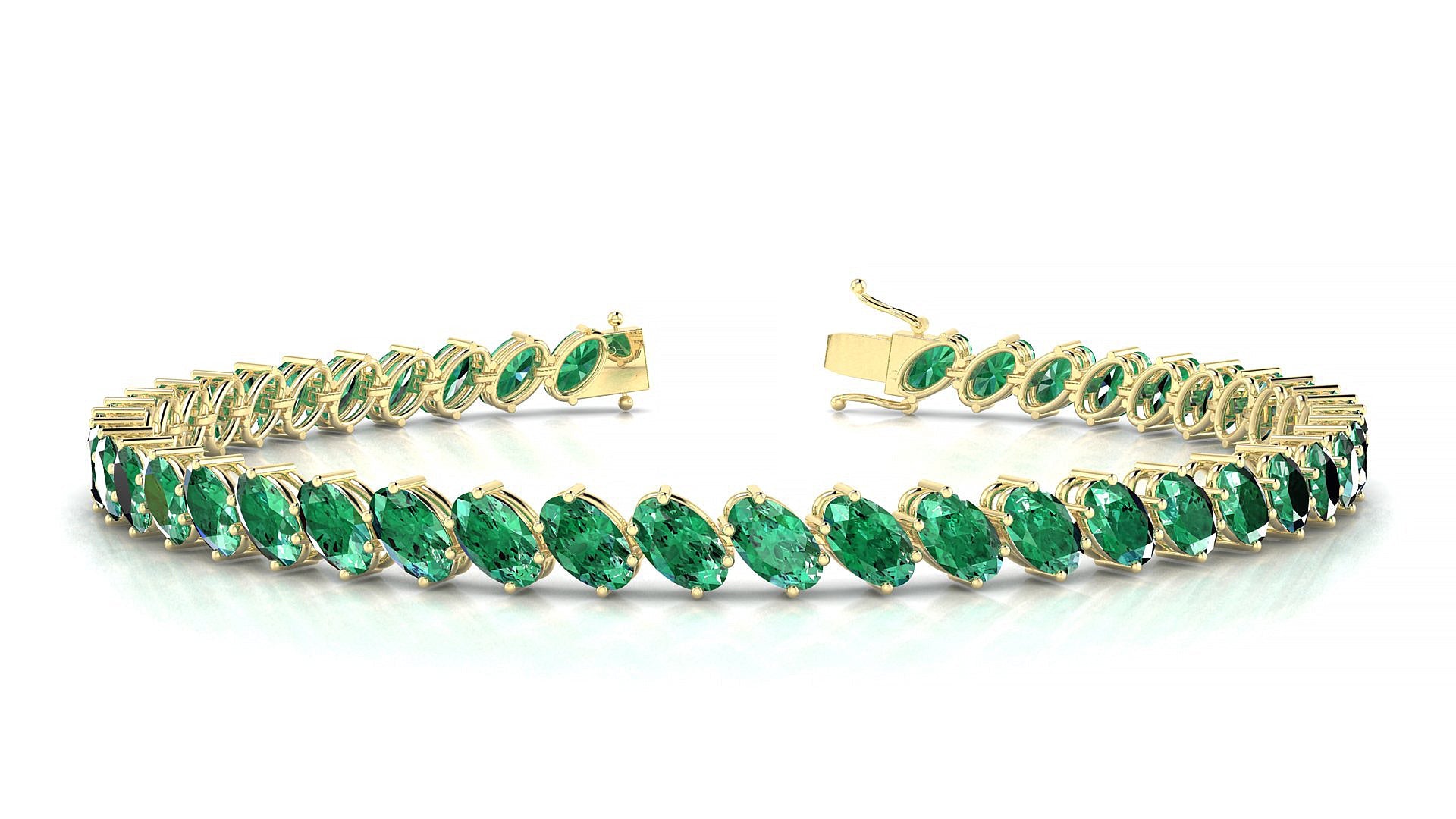 Nîmes | 18k Yellow Gold 5 x 3 mm Oval Natural Emerald Tennis Bracelet