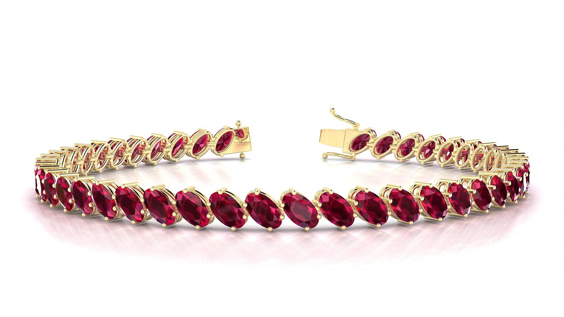 Nîmes | 18k Yellow Gold 5 x 3 mm Oval Natural Ruby Tennis Bracelet