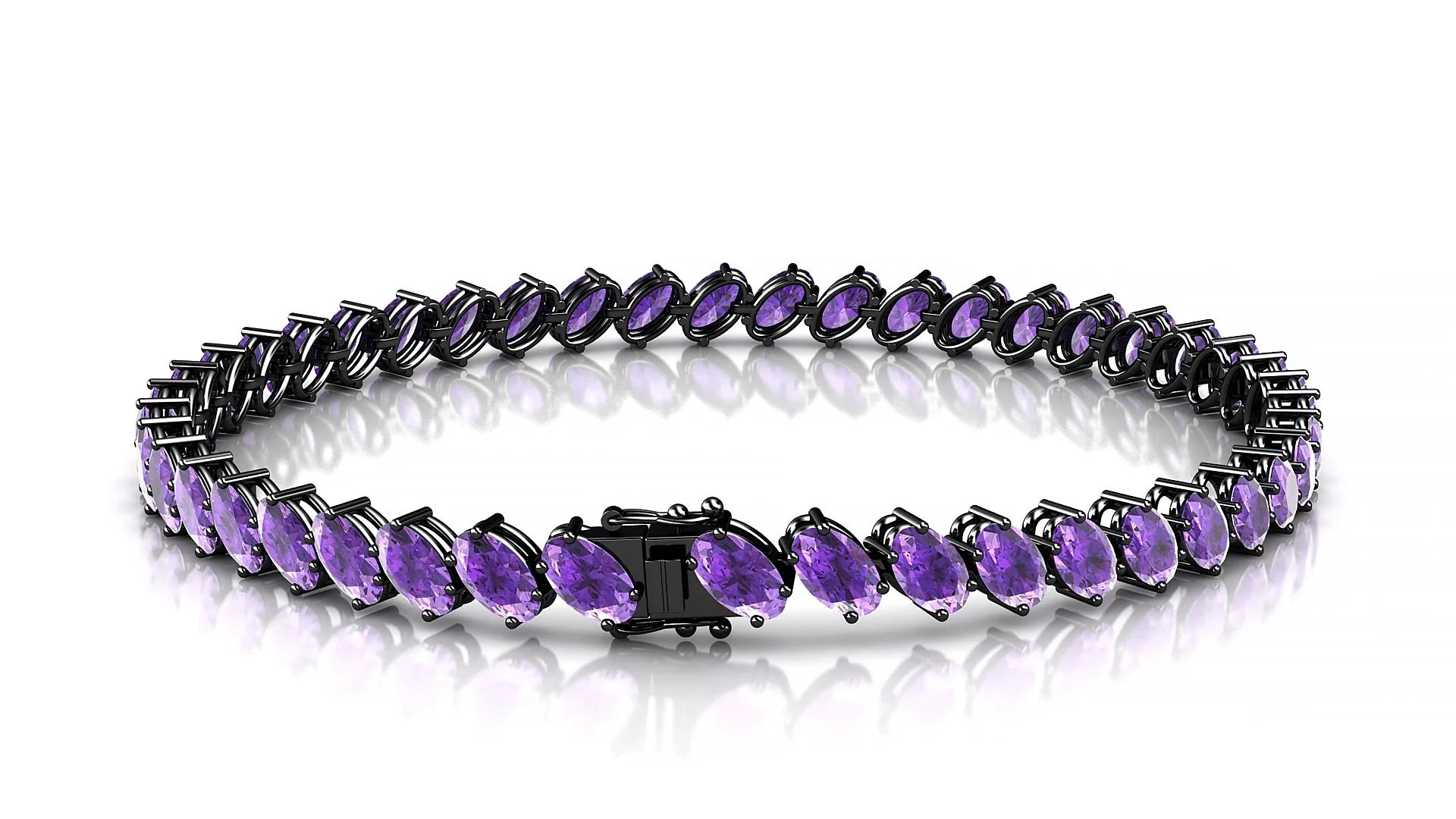Nîmes | 18k Black Gold 5 x 3 mm Oval Natural Amethyst Tennis Bracelet
