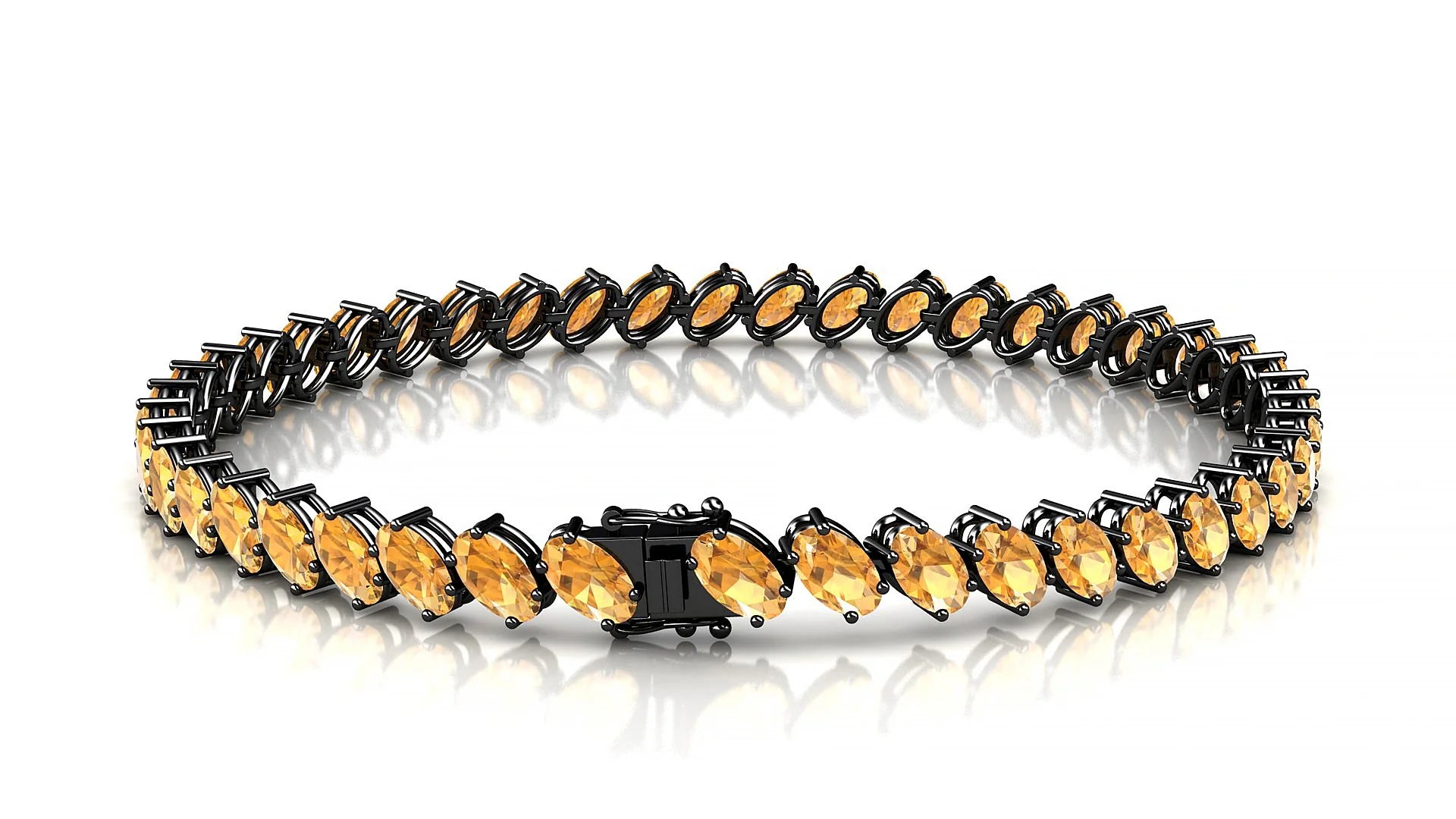 Nîmes | 18k Black Gold 5 x 3 mm Oval Natural Citrine Tennis Bracelet