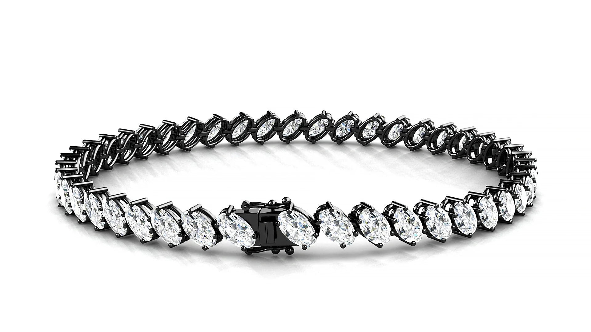 Nîmes | 18k Black Gold 5 x 3 mm Oval Lab-Grown Diamond 18 cm Tennis Bracelet